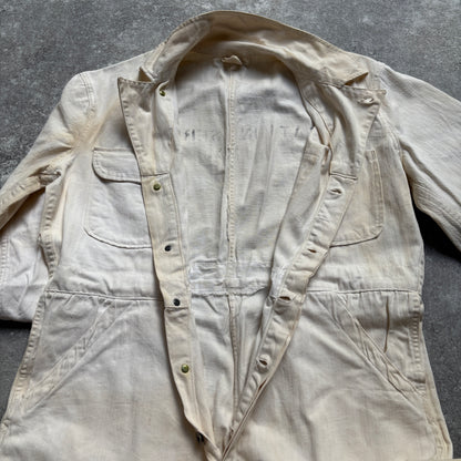 【1940's】Aviation Service Inc. White Coveralls 月桂樹ボタン