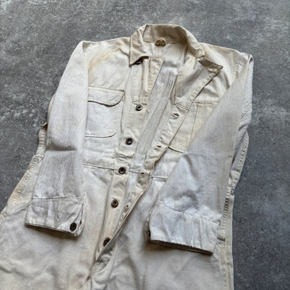 【1940's】Aviation Service Inc. White Coveralls 月桂樹ボタン