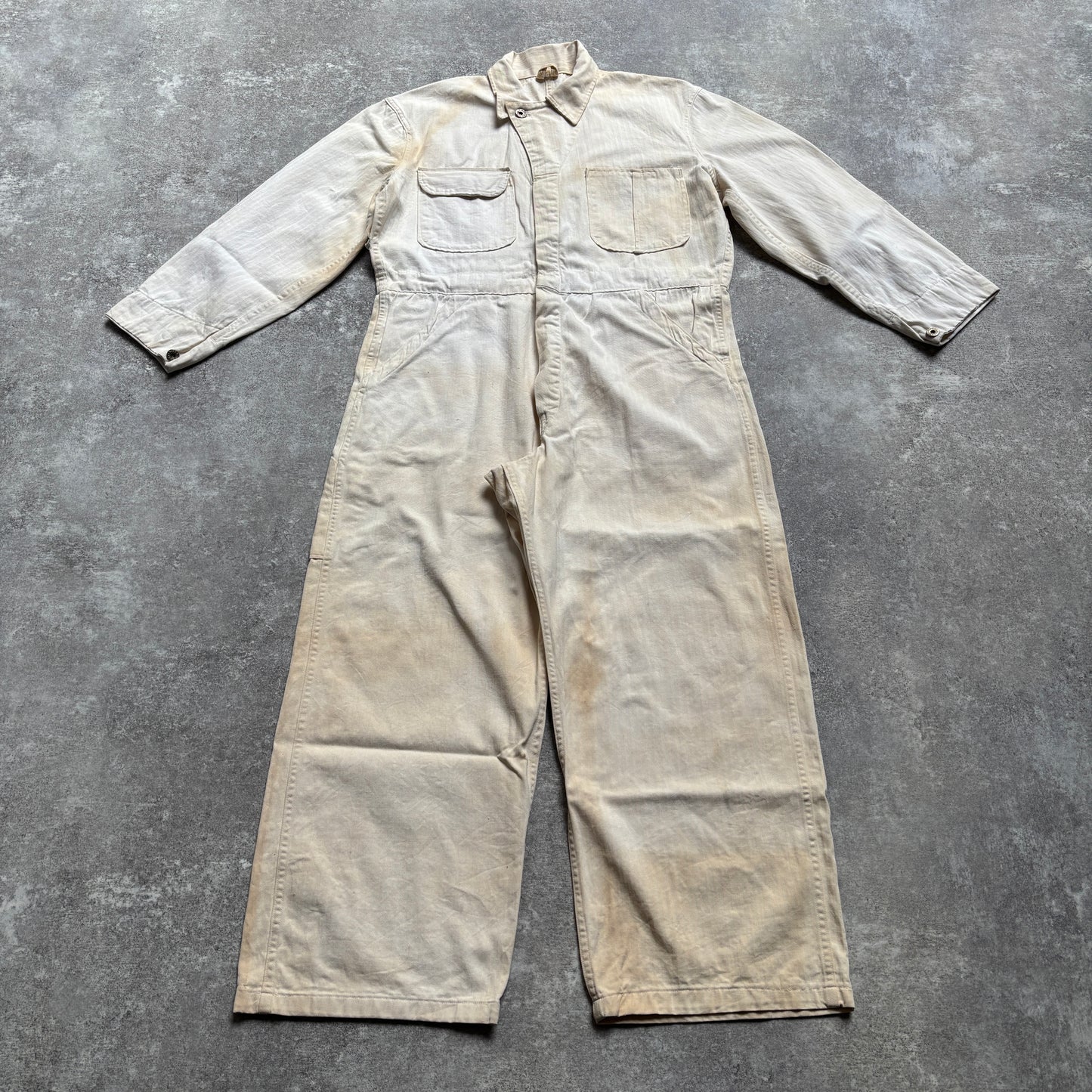 【1940's】Aviation Service Inc. White Coveralls 月桂樹ボタン