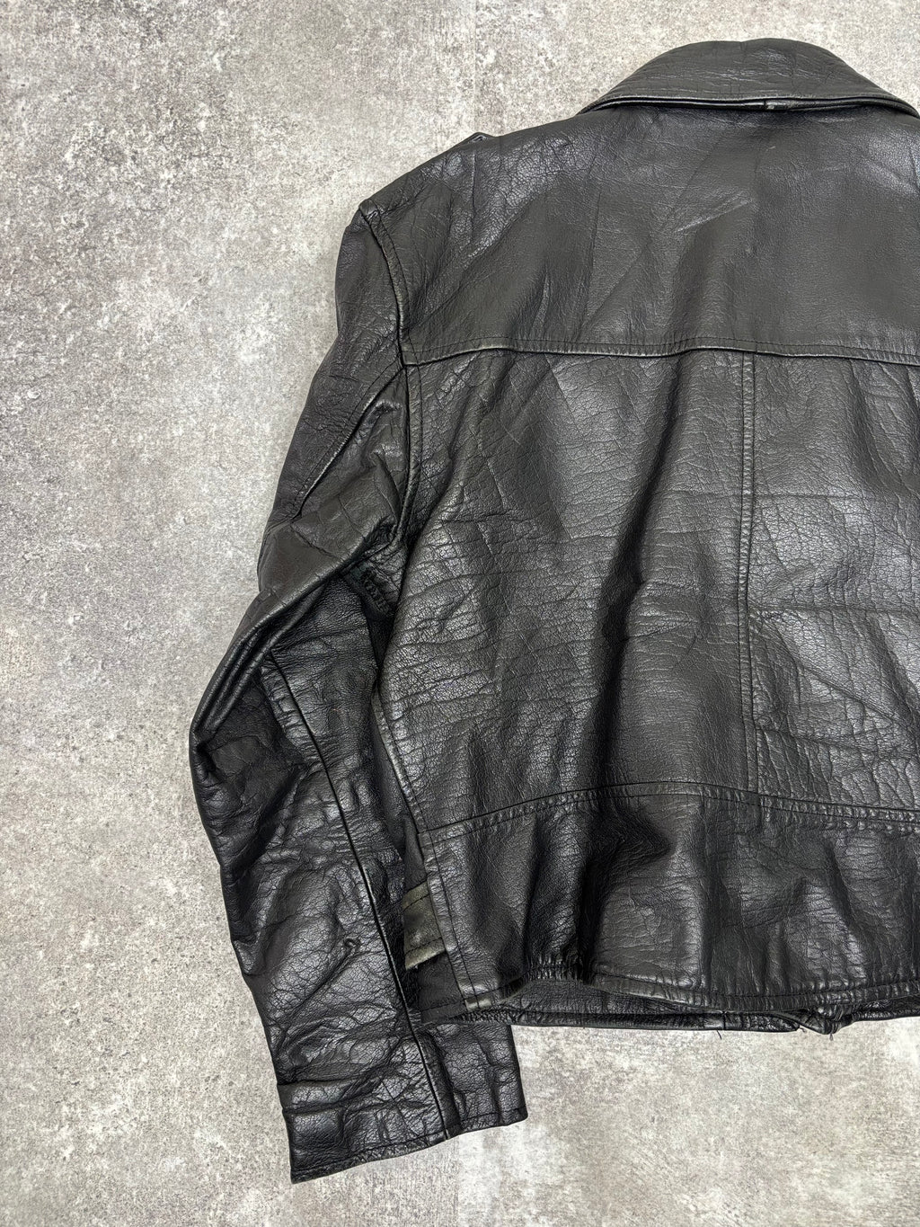 ~1990s Vintage Double Riders Leather Jacket Black