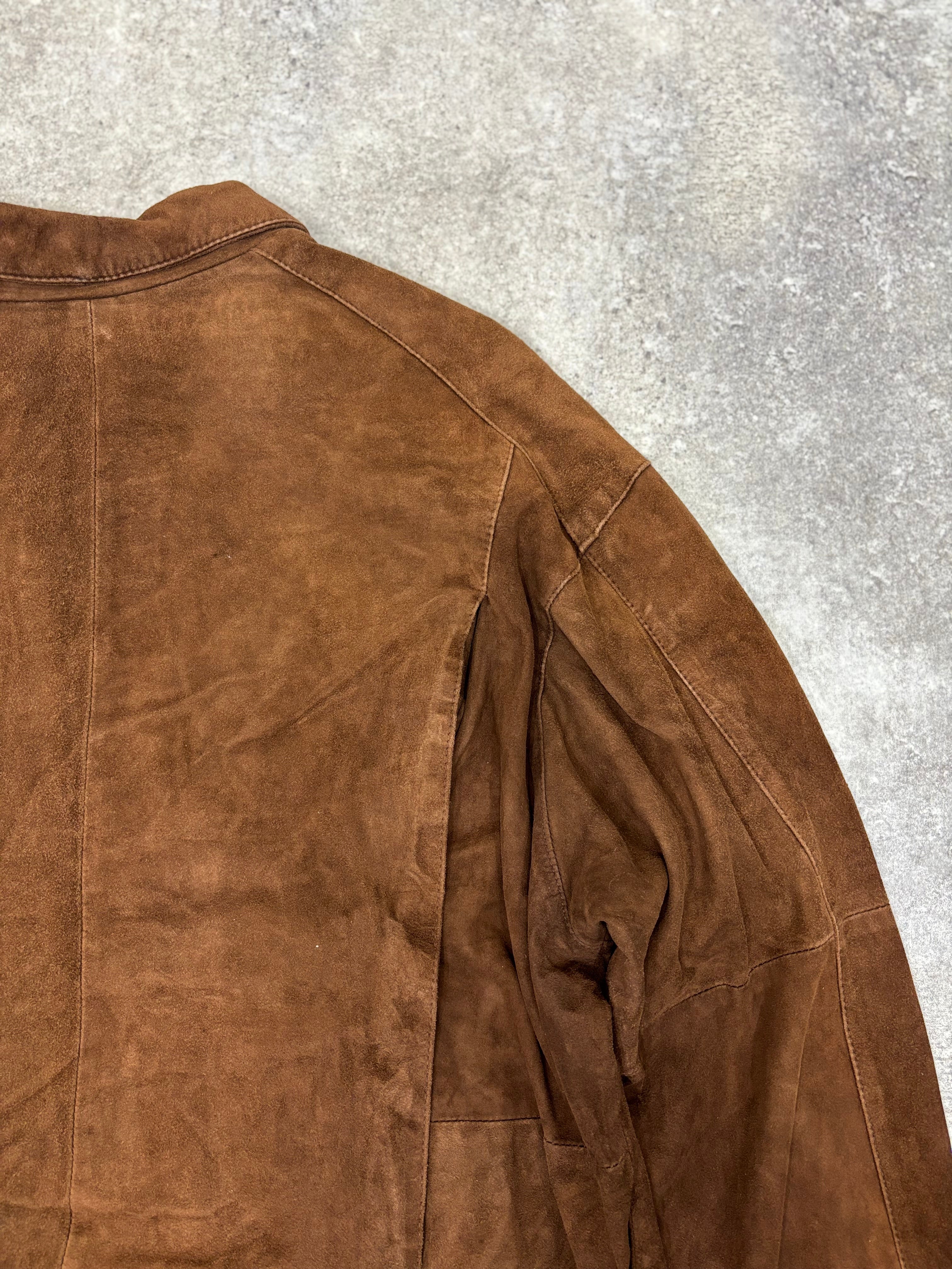Brown Suede Leather Zip Jacket