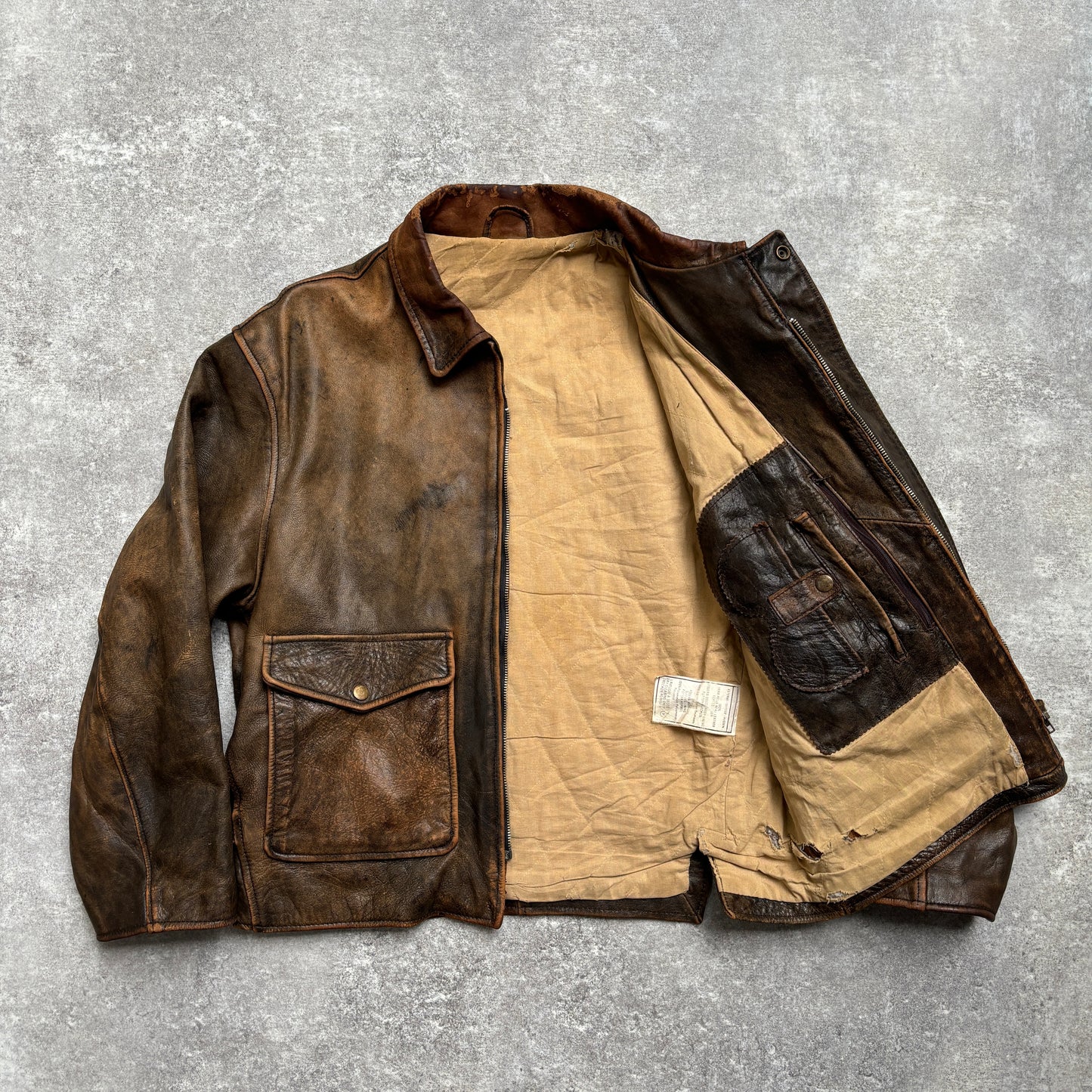 【~1990‘s】VERA PELLE Brown Leather Jacket