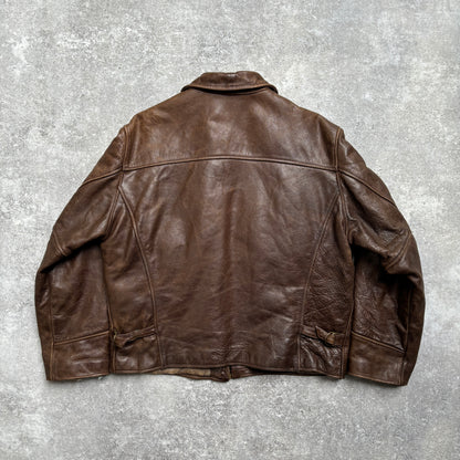 【~1990‘s】Brown Leather Jacket 『WORLD BEATERS』