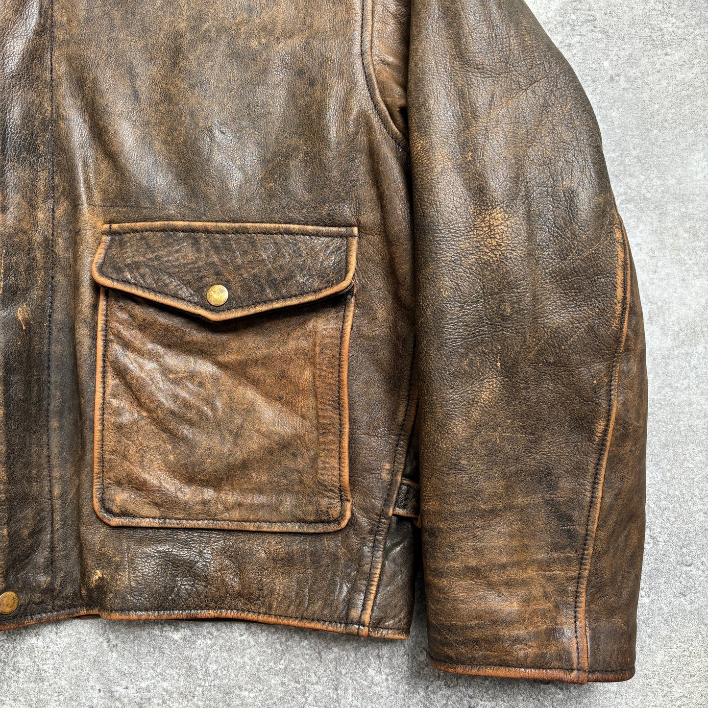 【~1990‘s】VERA PELLE Brown Leather Jacket