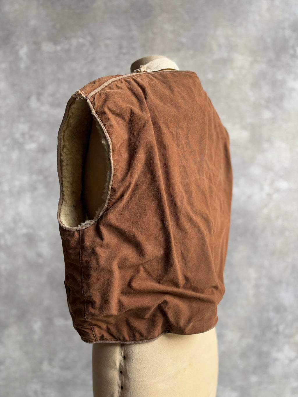 【~1970's】Vintage French Sheep Fleece Canvas Vest