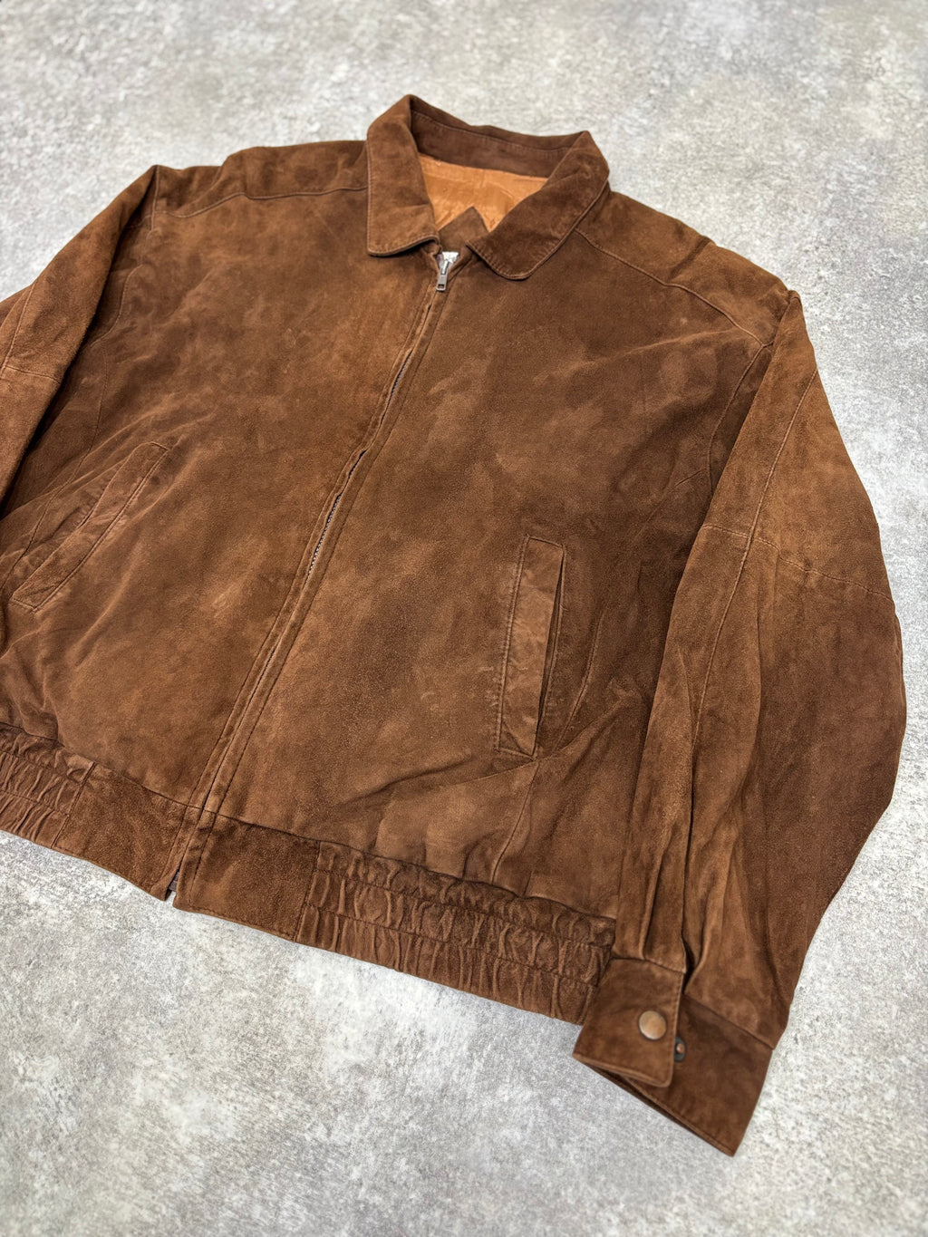Brown Suede Leather Zip Jacket