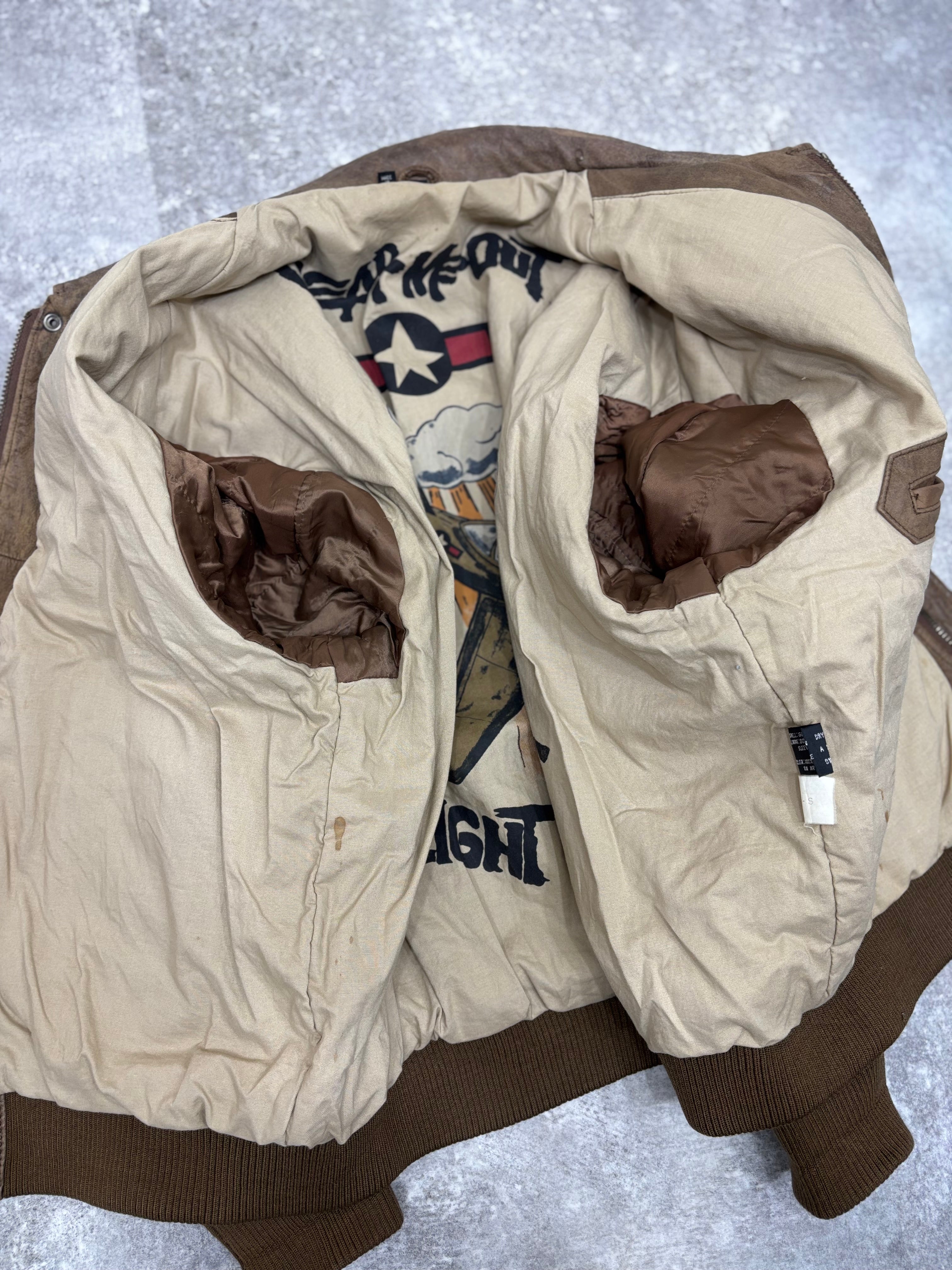 1990s Vintage Leather Flight Jacket “FLIGHT-BOMBER” by WEAR-ME-OUT