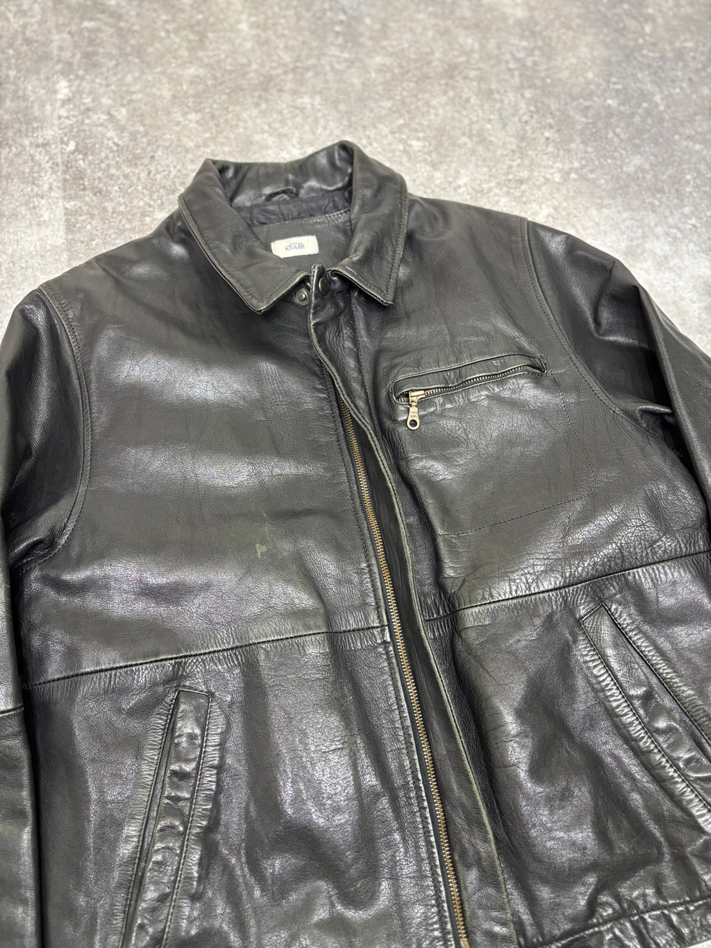 2000s Vintage Black Leather Jacket by KIABI