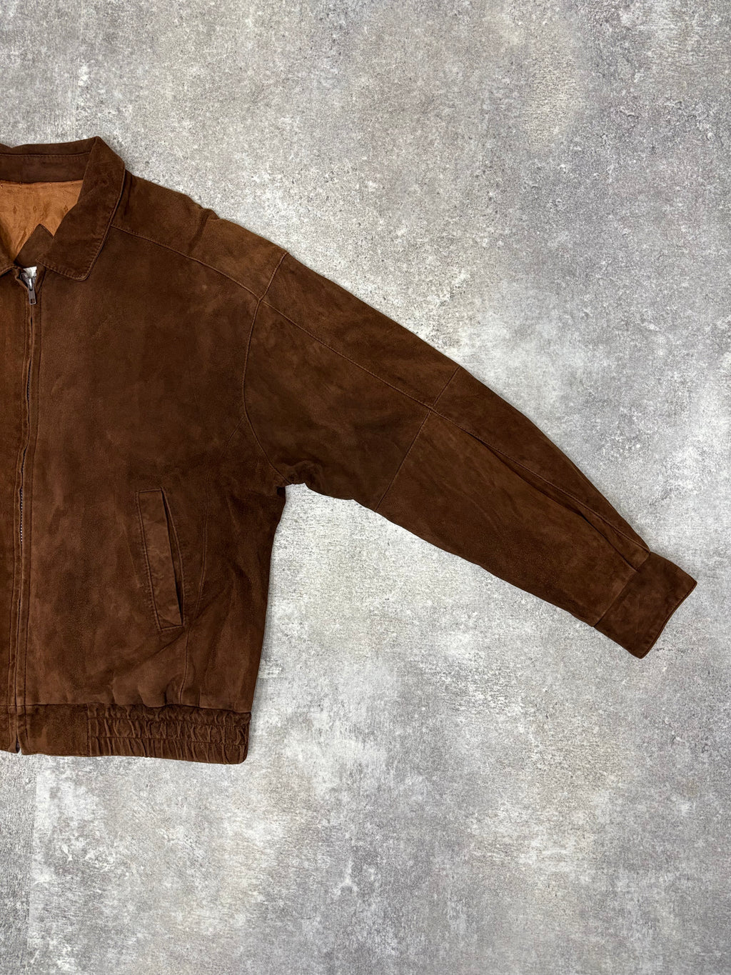 Brown Suede Leather Zip Jacket