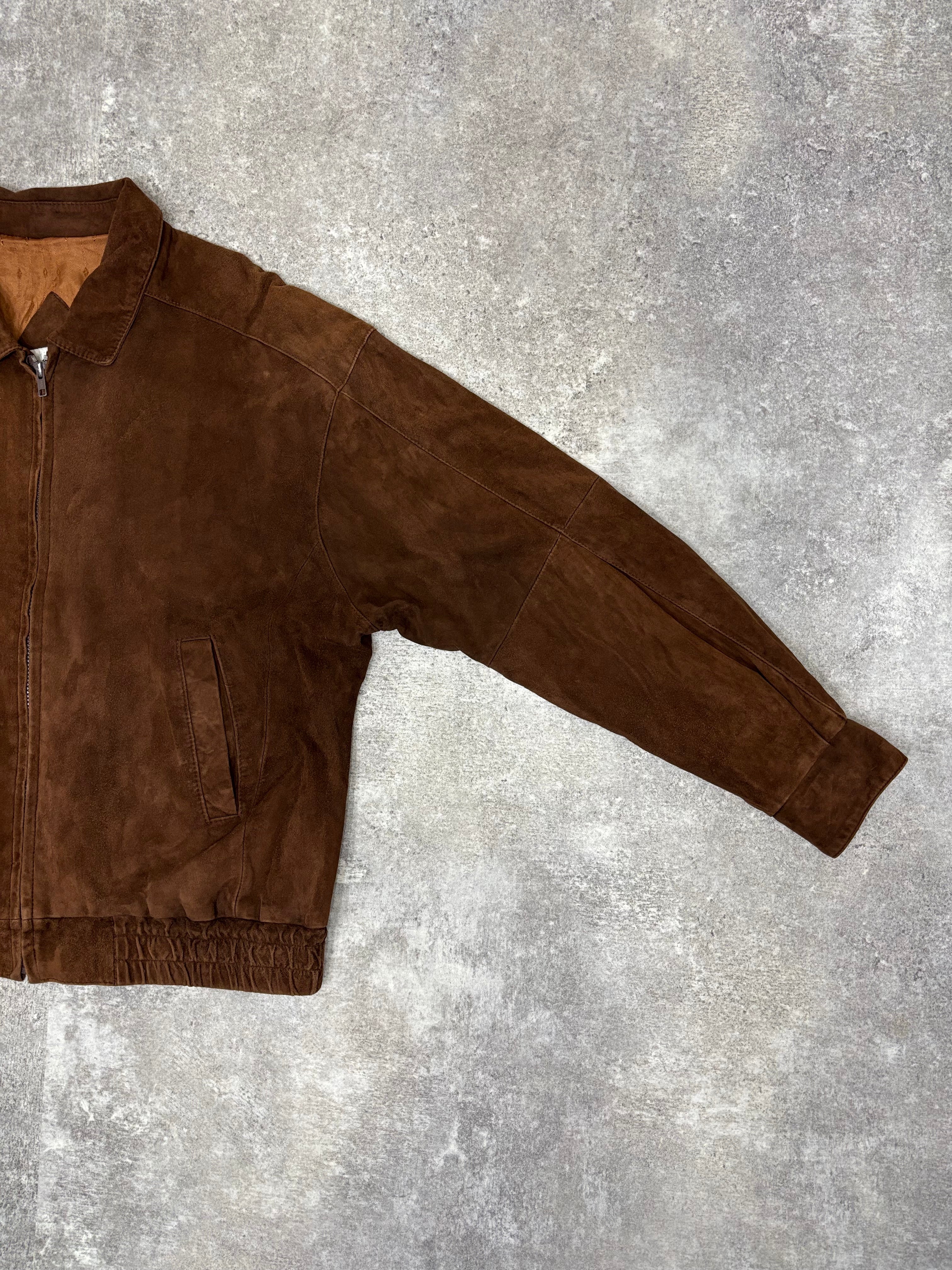 Brown Suede Leather Zip Jacket