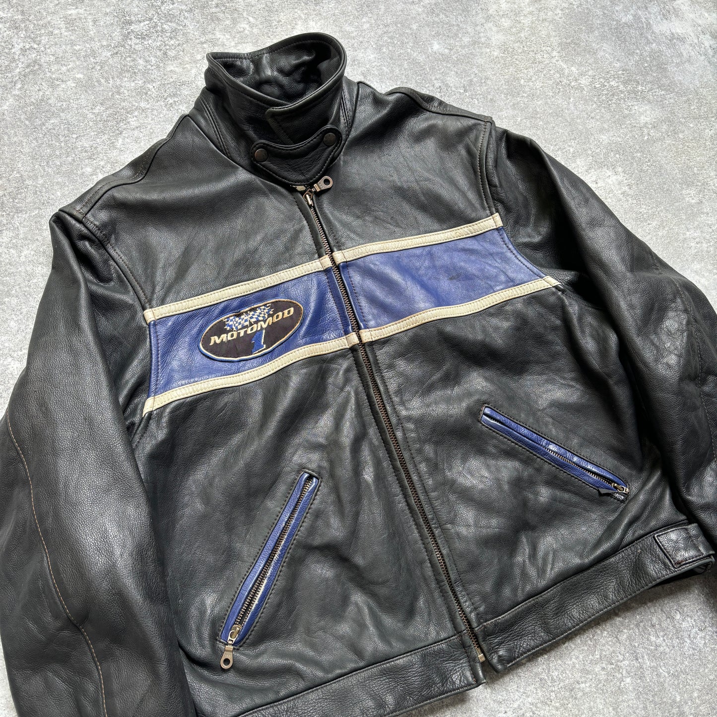 【~1990‘s】Black Leather Riders Jacket『Moto Mod』