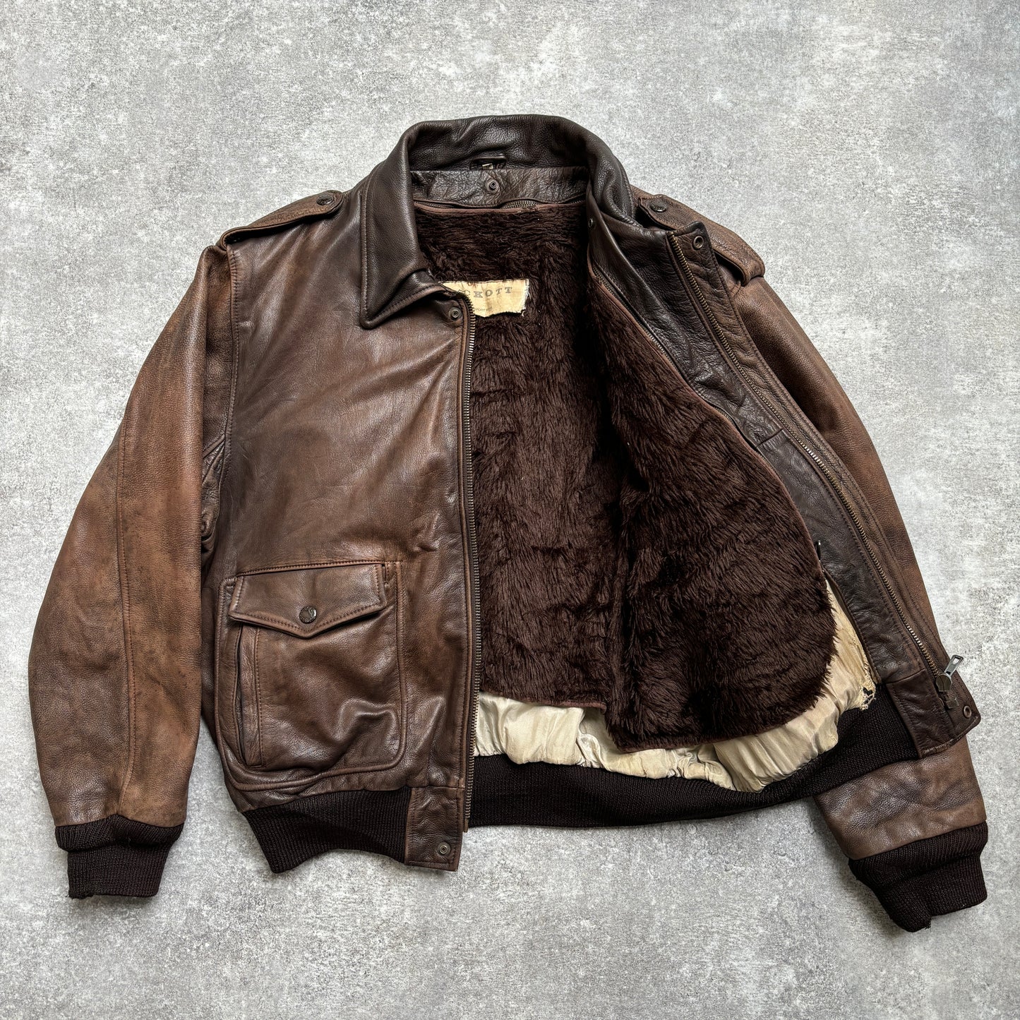 【~1990‘s】G-1 Type Brown Leather Fright Jacket