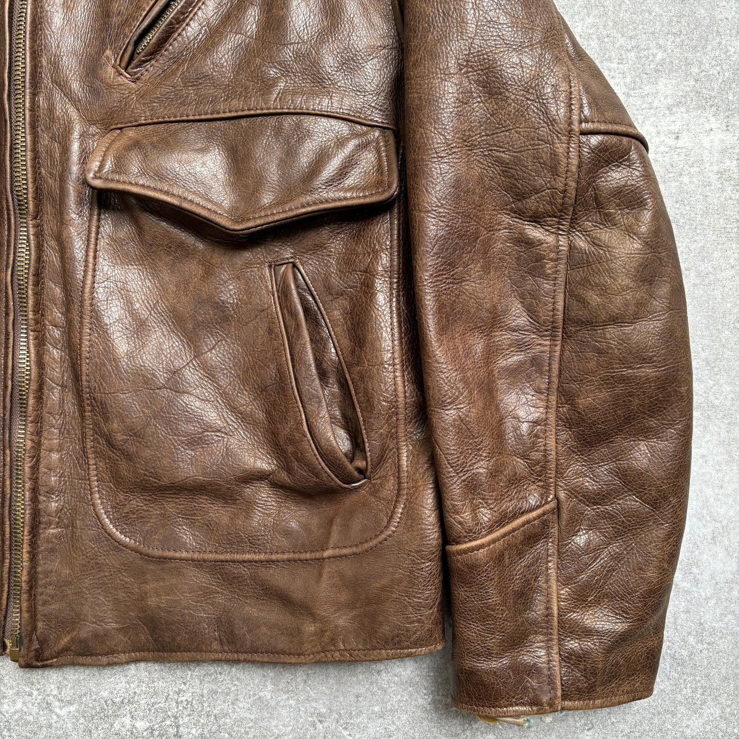 【~1990‘s】Brown Leather Jacket 『WORLD BEATERS』