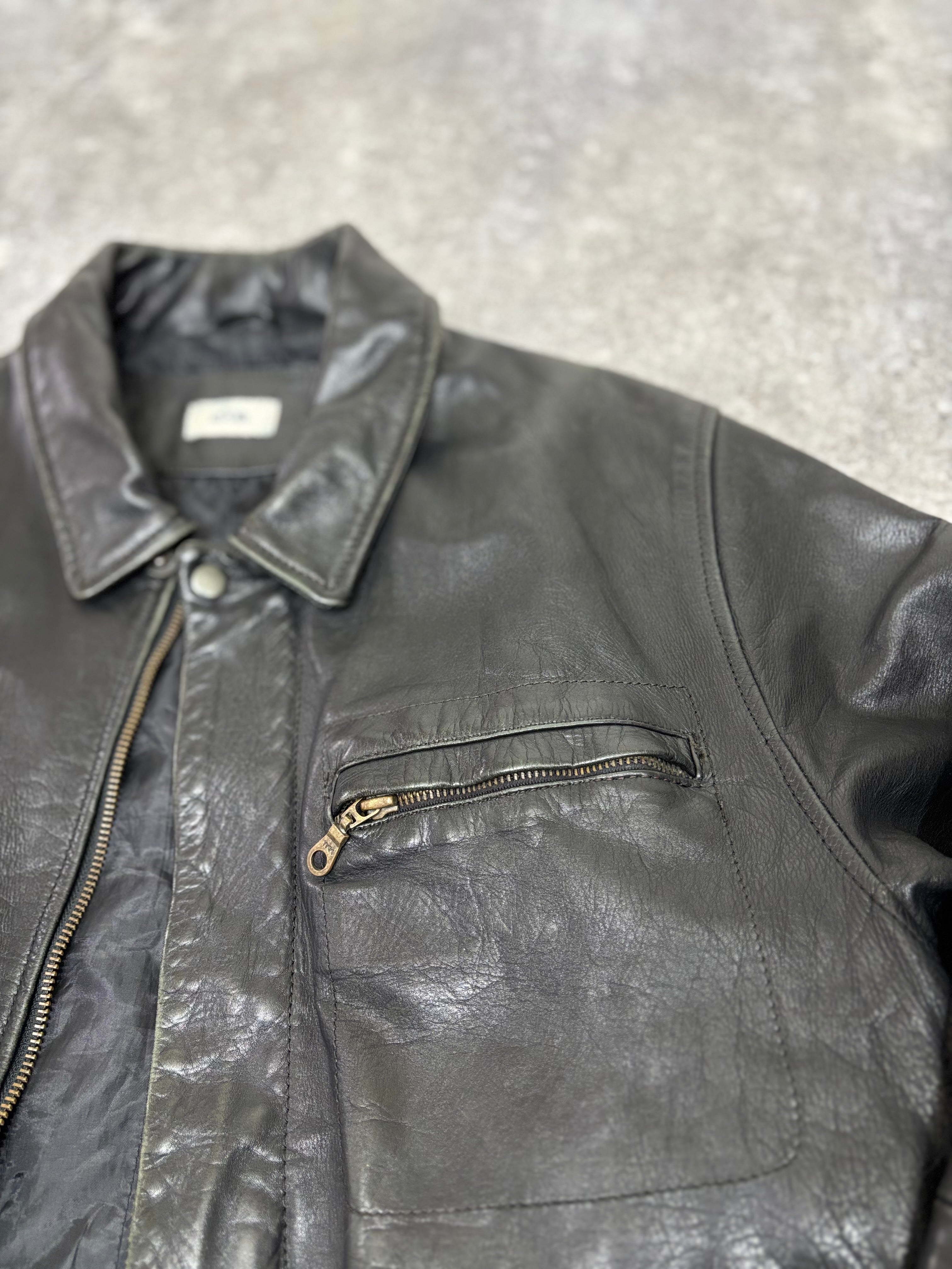 2000s Vintage Black Leather Jacket by KIABI