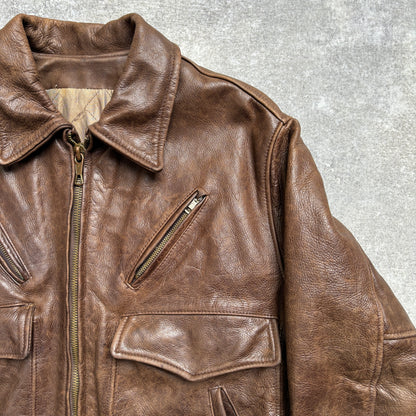 【~1990‘s】Brown Leather Jacket 『WORLD BEATERS』