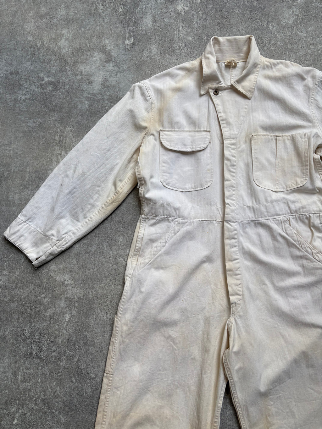 【1940's】Aviation Service Inc. White Coveralls 月桂樹ボタン