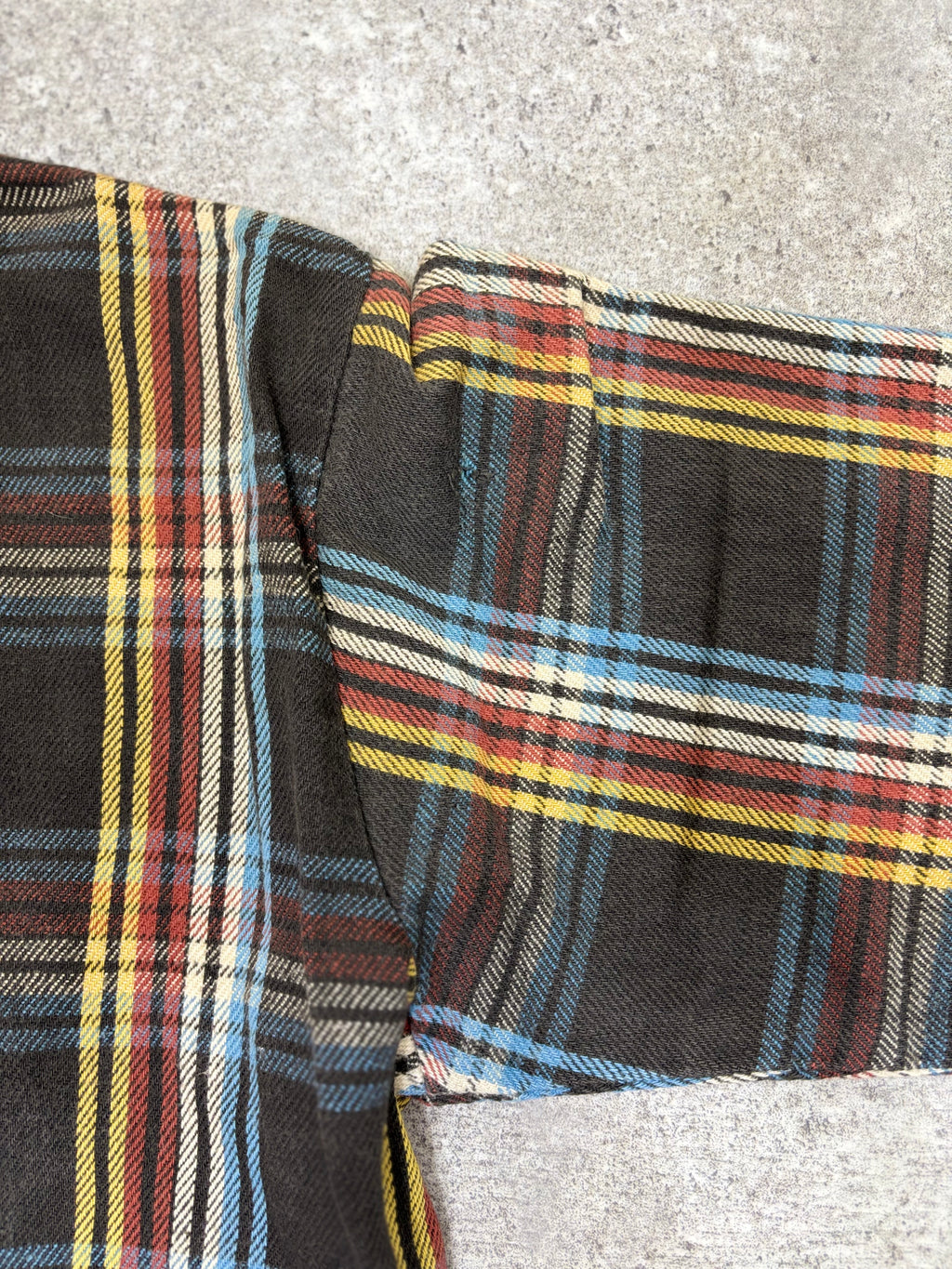 ~1990s BIG MIKE Plaid Flannel Shirt Black × Multi Stripe Check