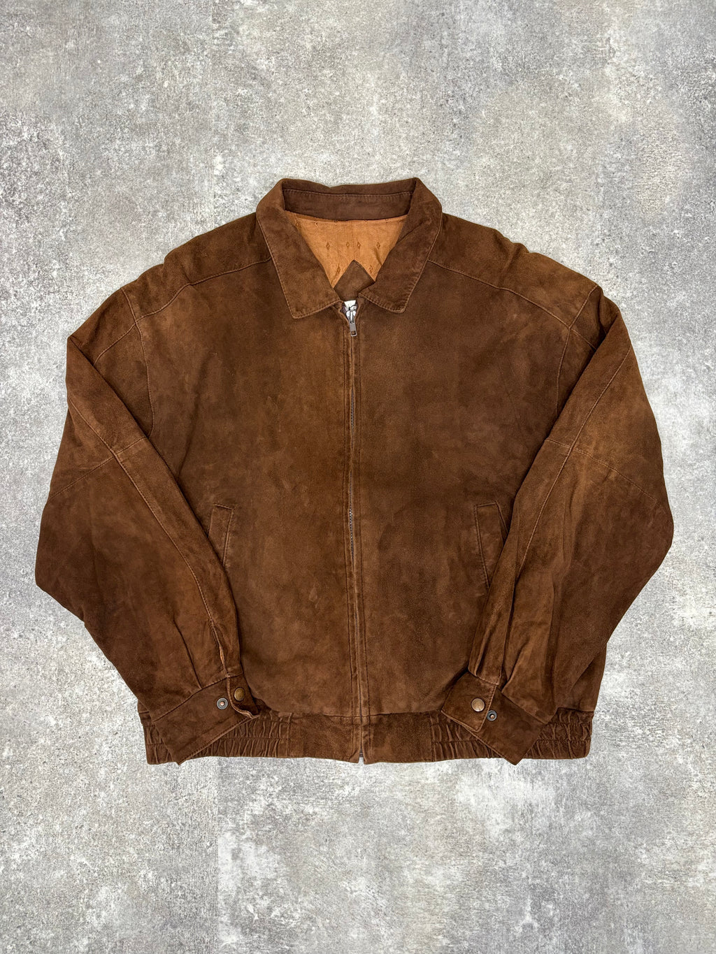 Brown Suede Leather Zip Jacket