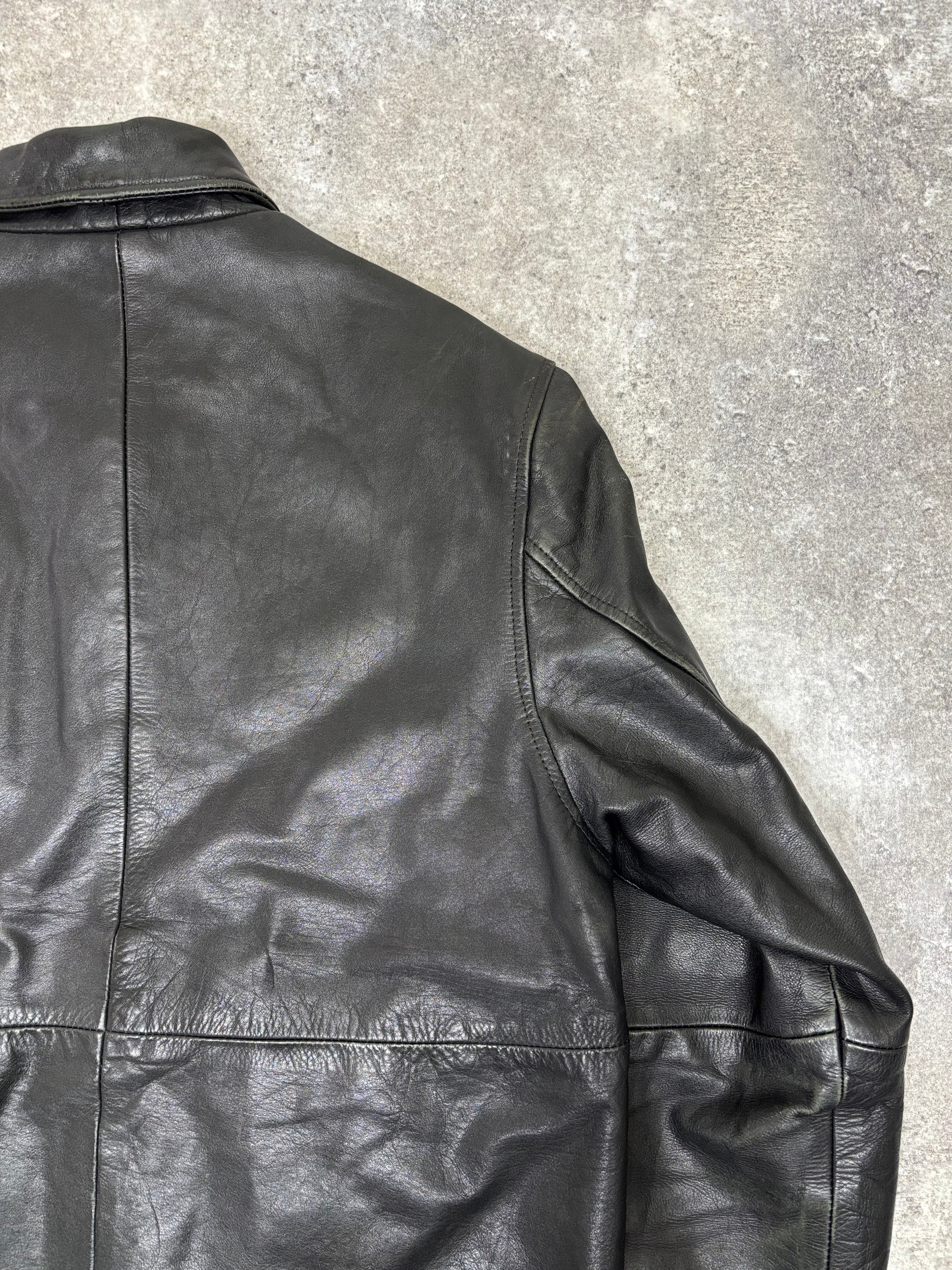 2000s Vintage Black Leather Jacket by KIABI