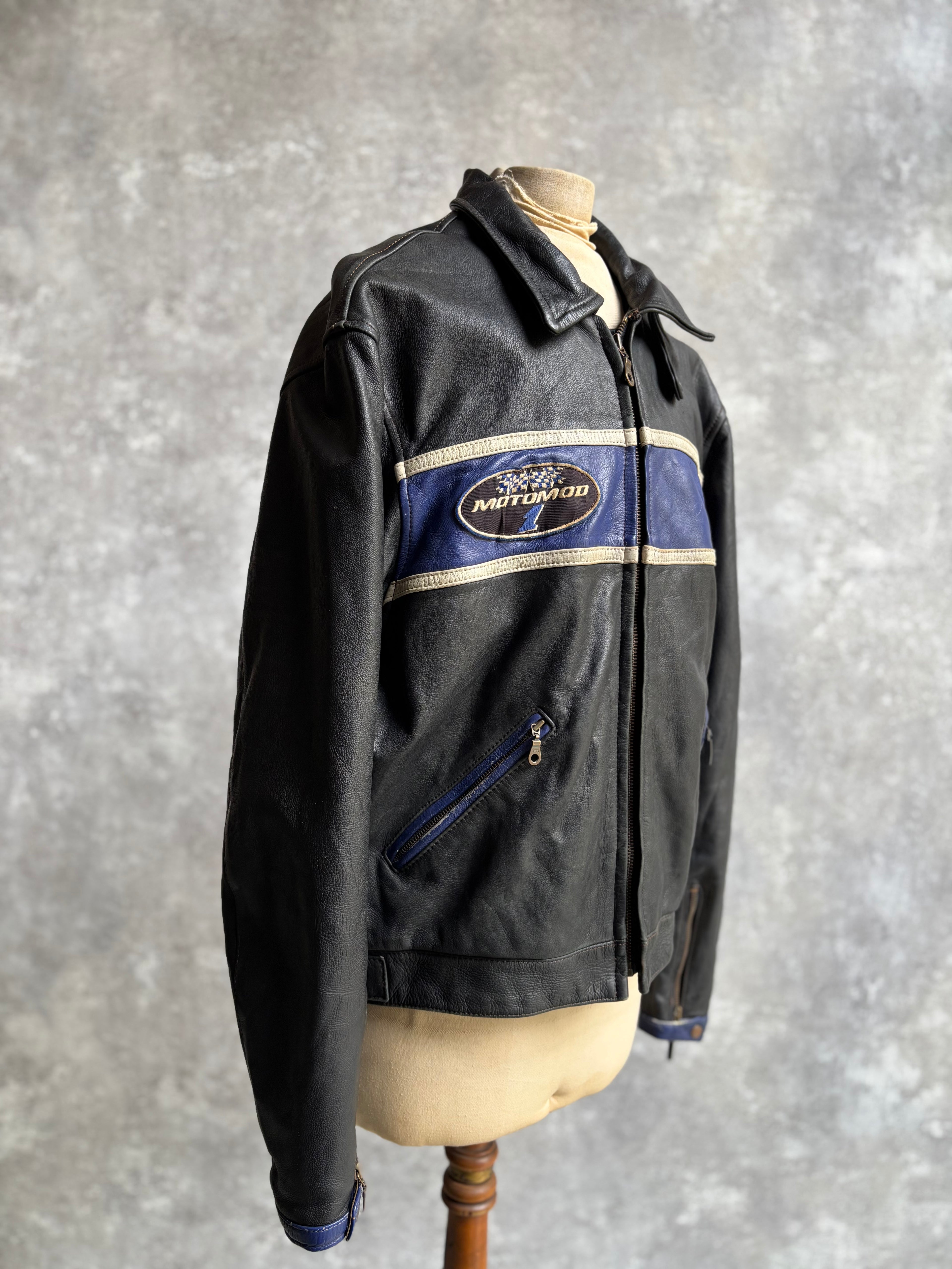 【~1990‘s】Black Leather Riders Jacket『Moto Mod』