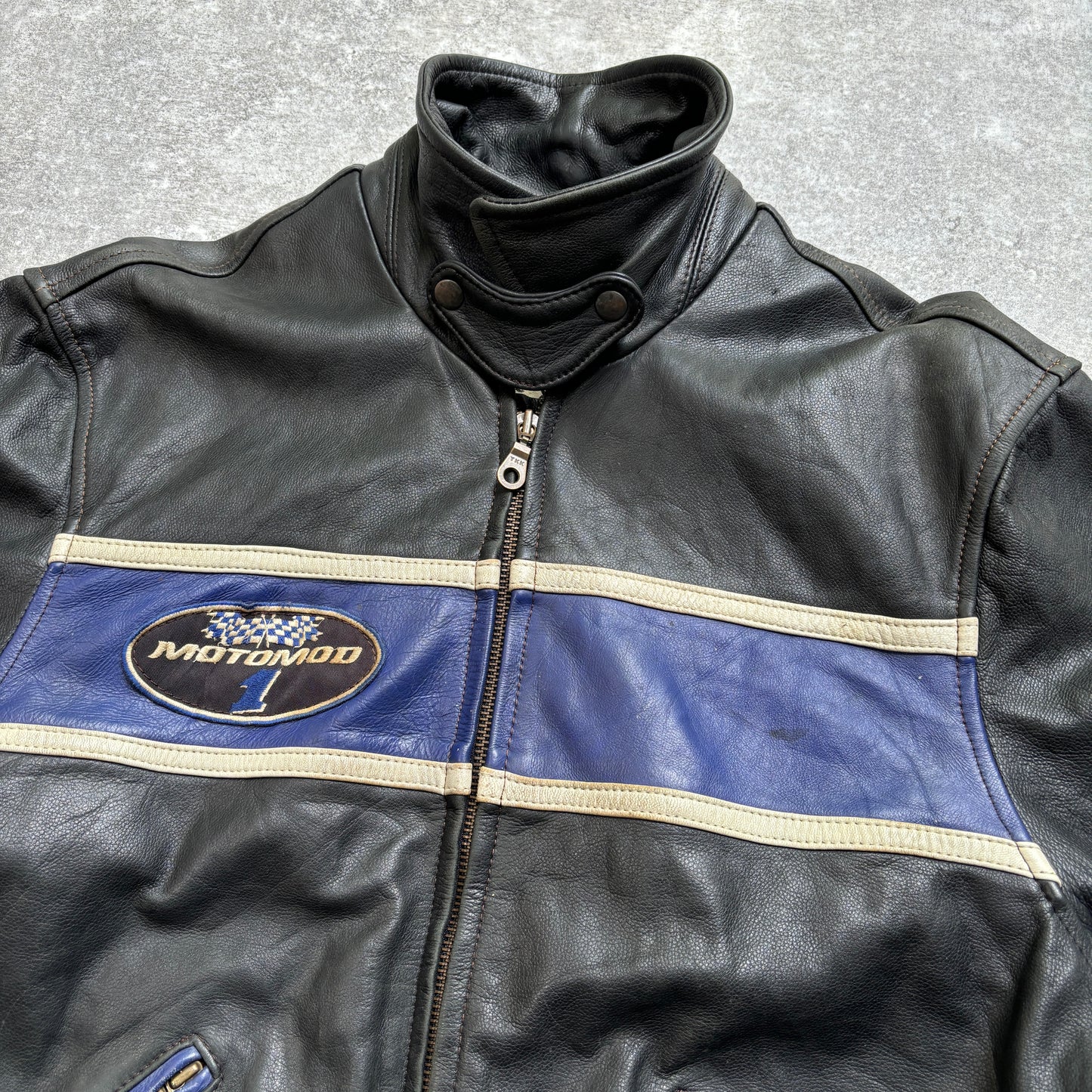 【~1990‘s】Black Leather Riders Jacket『Moto Mod』