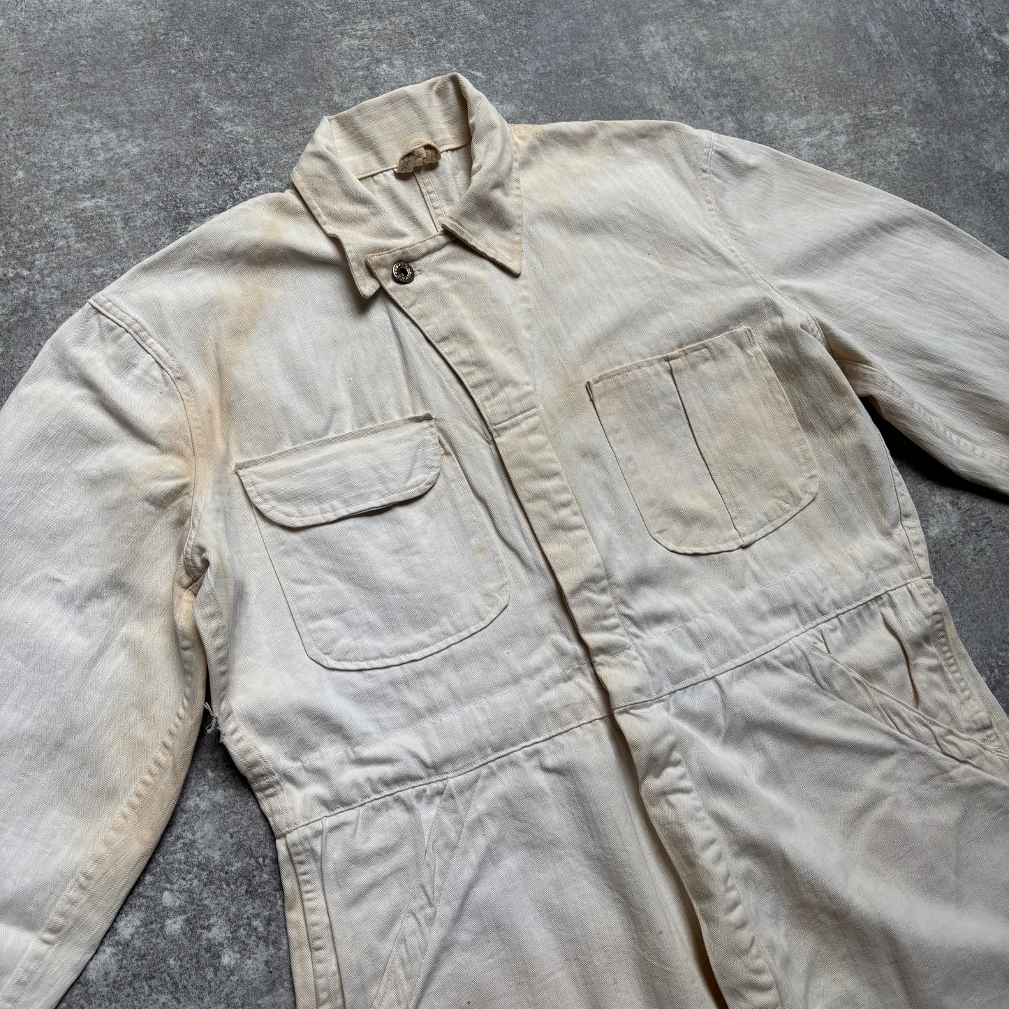 【1940's】Aviation Service Inc. White Coveralls 月桂樹ボタン