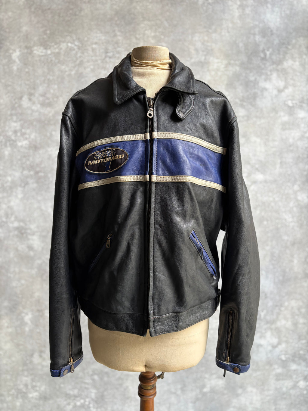 【~1990‘s】Black Leather Riders Jacket『Moto Mod』