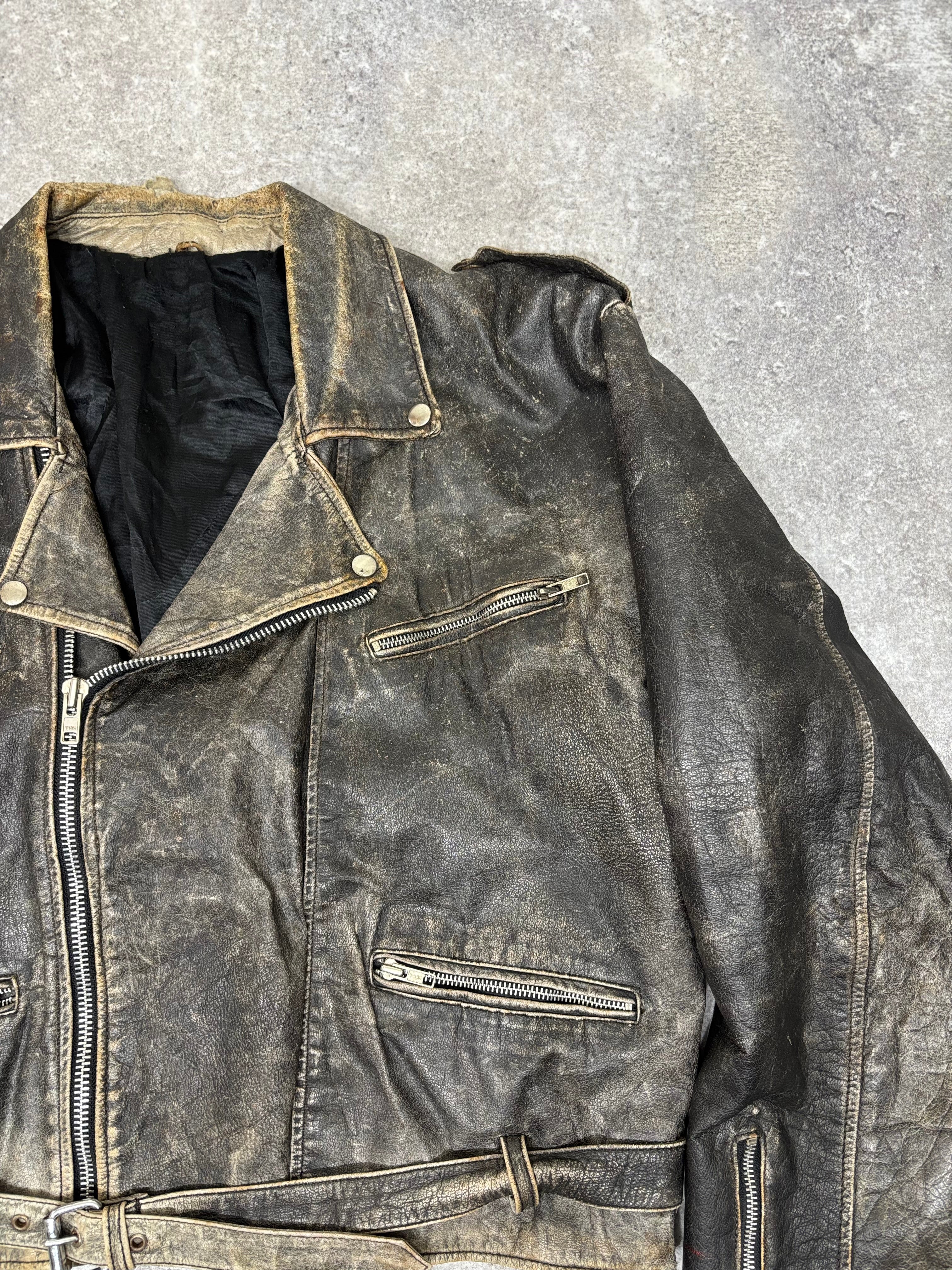 ～1990s Vintage Distressed Leather Riders Jacket