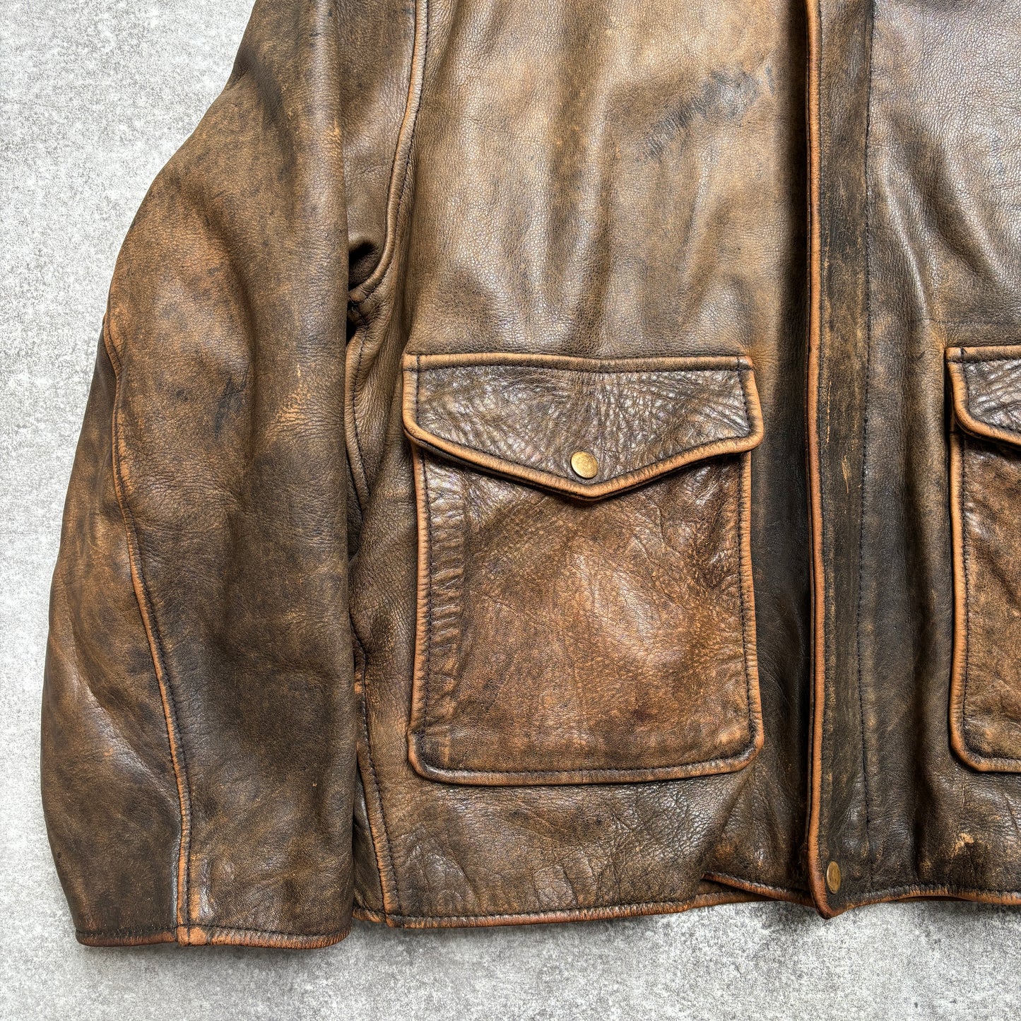 【~1990‘s】VERA PELLE Brown Leather Jacket