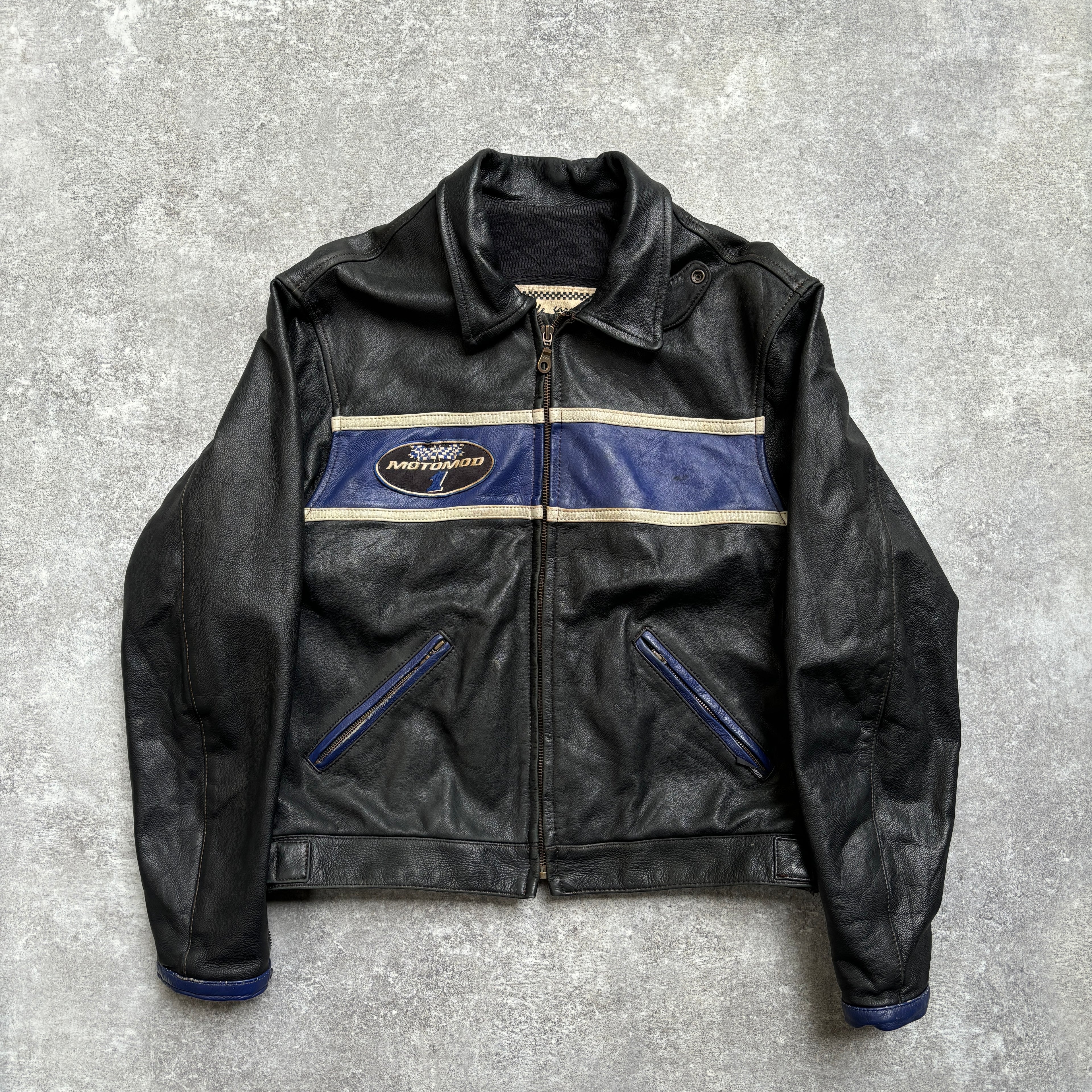 【~1990‘s】Black Leather Riders Jacket『Moto Mod』