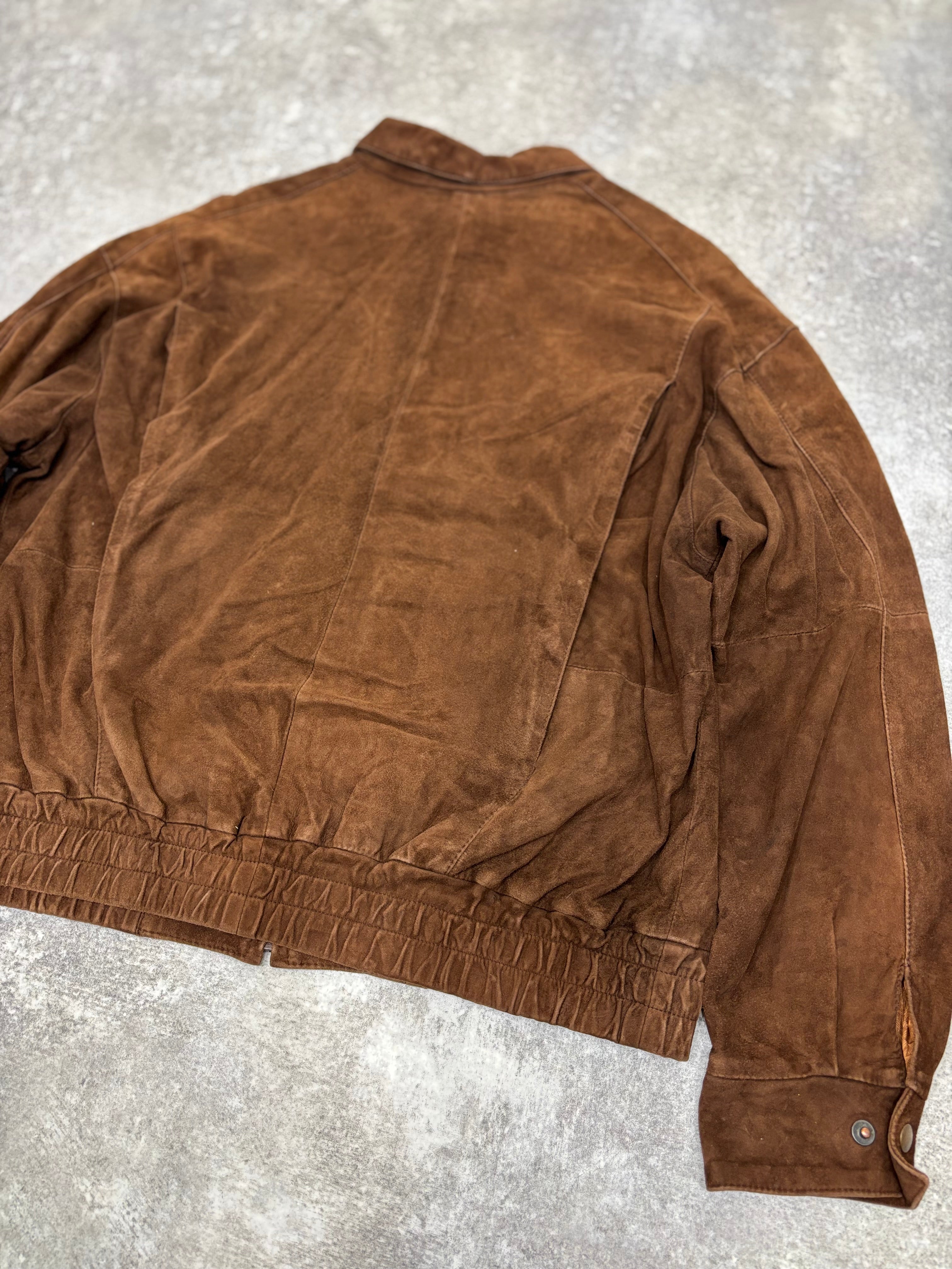 Brown Suede Leather Zip Jacket