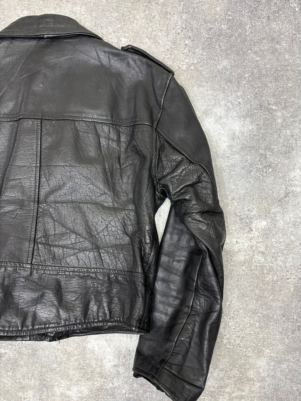 ~1990s Vintage Double Riders Leather Jacket Black