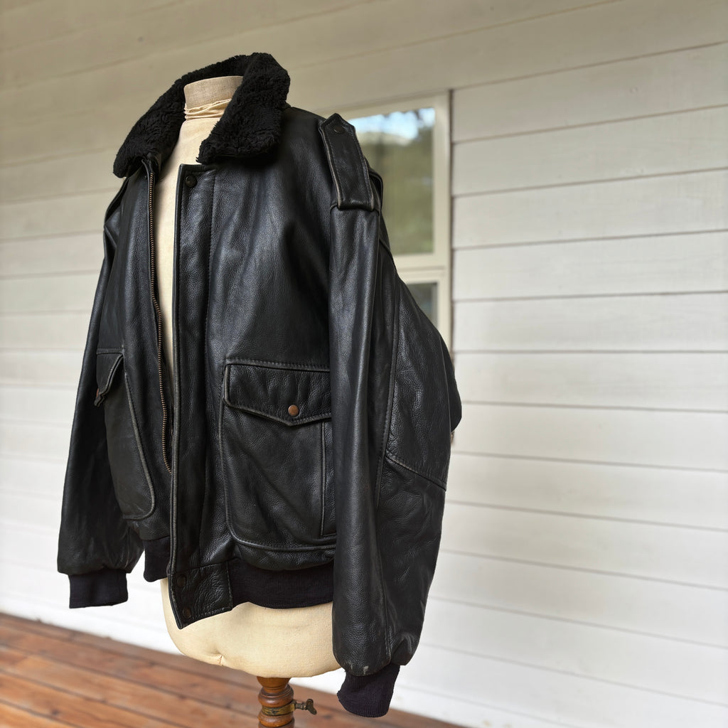 【1975】G-1 Type Black Leather Flight Jacket