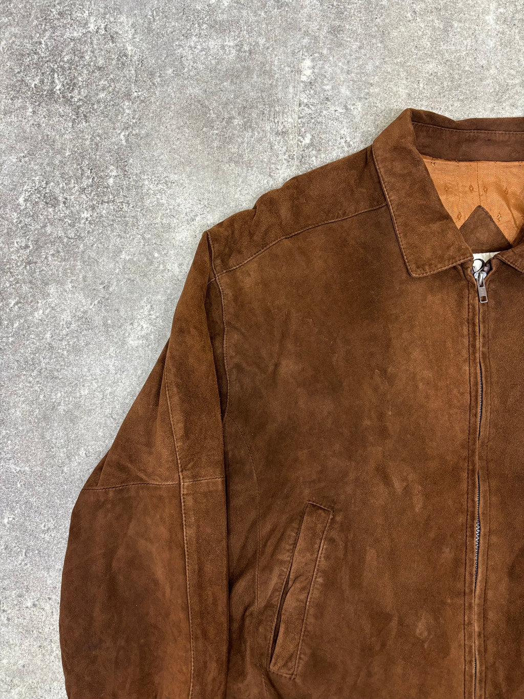 Brown Suede Leather Zip Jacket