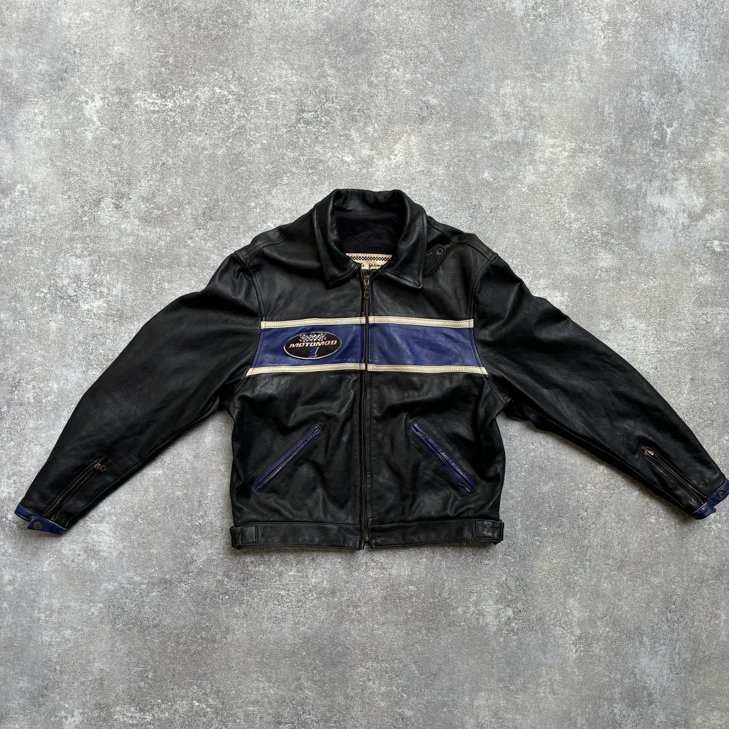 【~1990‘s】Black Leather Riders Jacket『Moto Mod』