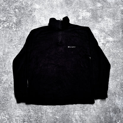 【1990’s】Champion Black Half-Zip Fleece Pullover