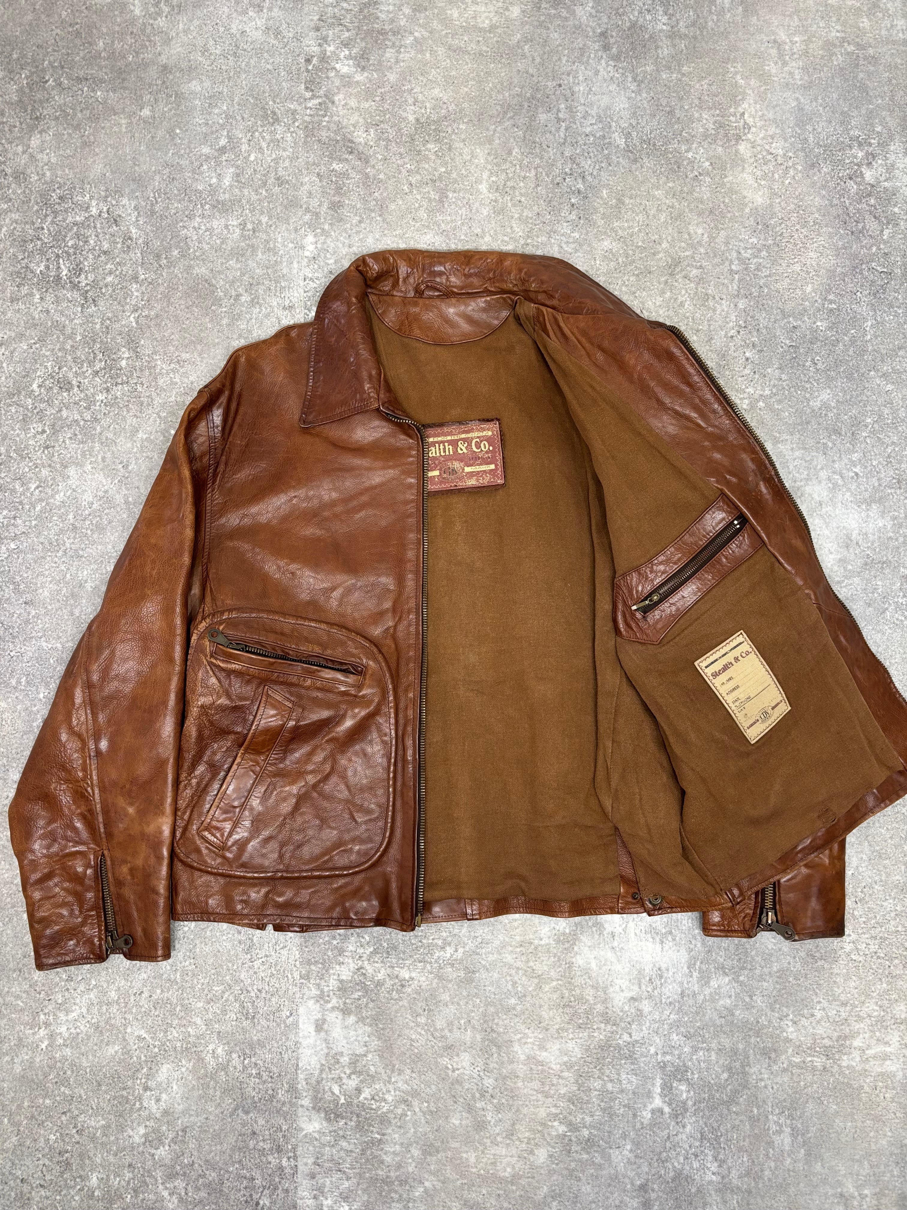 ~1990s Stealth & Co. Leather Zip Jacket – Brown