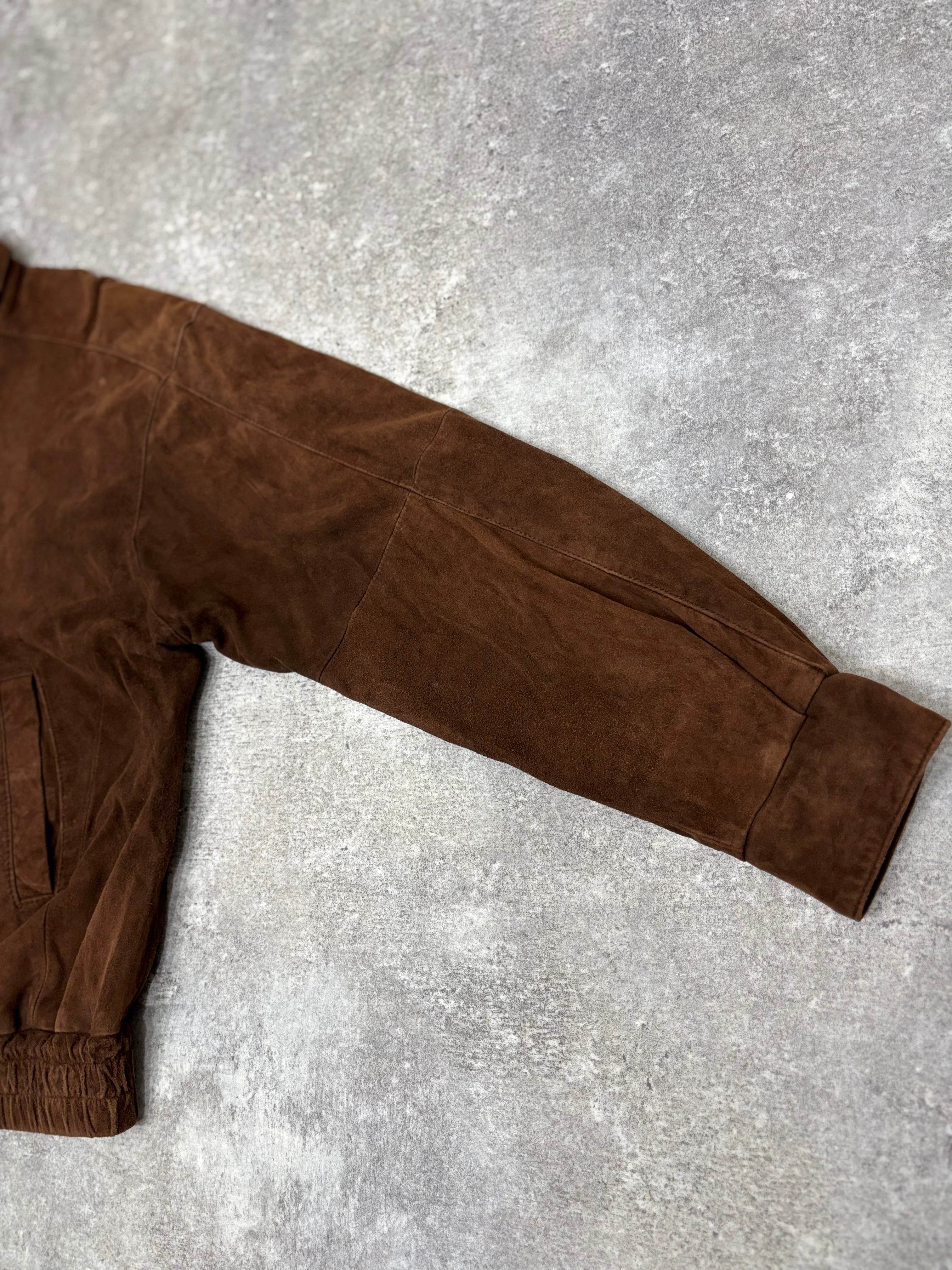 Brown Suede Leather Zip Jacket