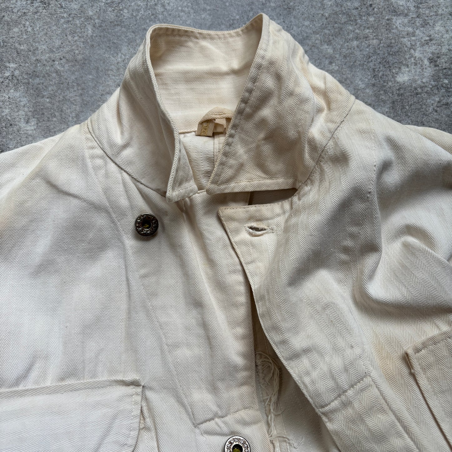 【1940's】Aviation Service Inc. White Coveralls 月桂樹ボタン