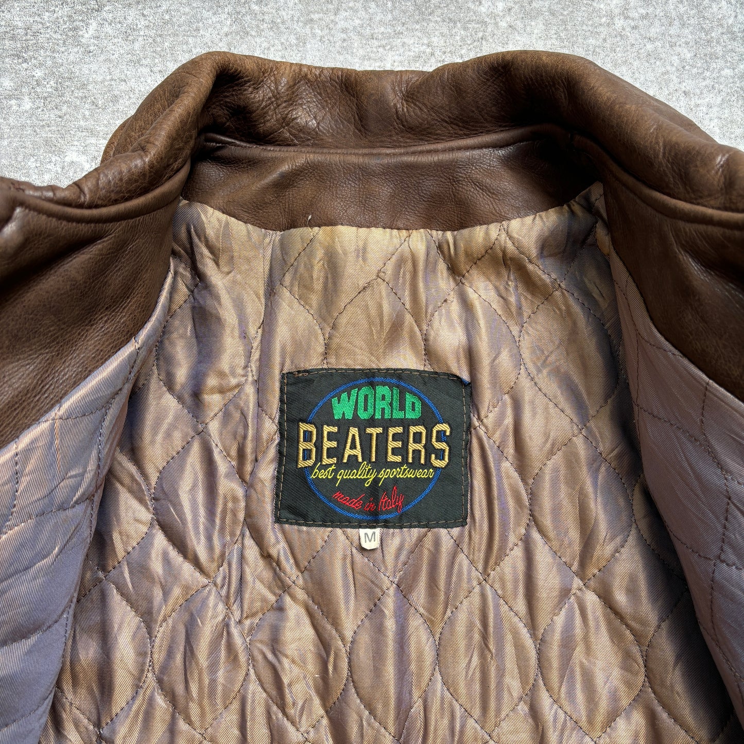 【~1990‘s】Brown Leather Jacket 『WORLD BEATERS』