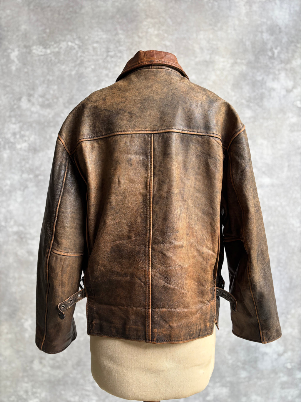 【~1990‘s】VERA PELLE Brown Leather Jacket