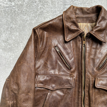 【~1990‘s】Brown Leather Jacket 『WORLD BEATERS』