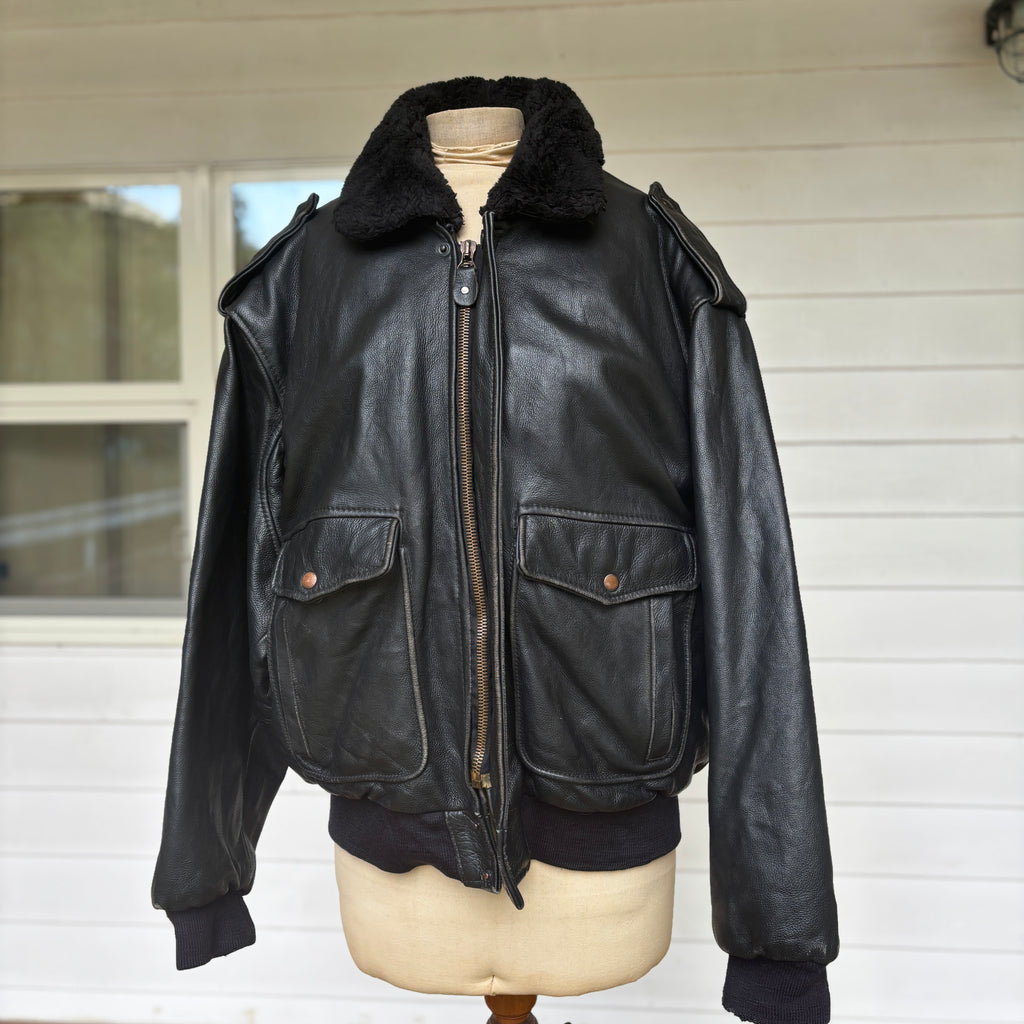 【1975】G-1 Type Black Leather Flight Jacket