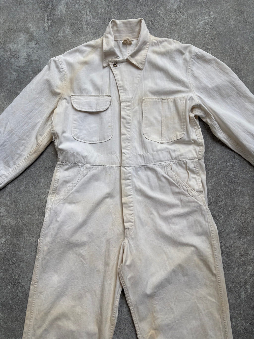 【1940's】Aviation Service Inc. White Coveralls 月桂樹ボタン