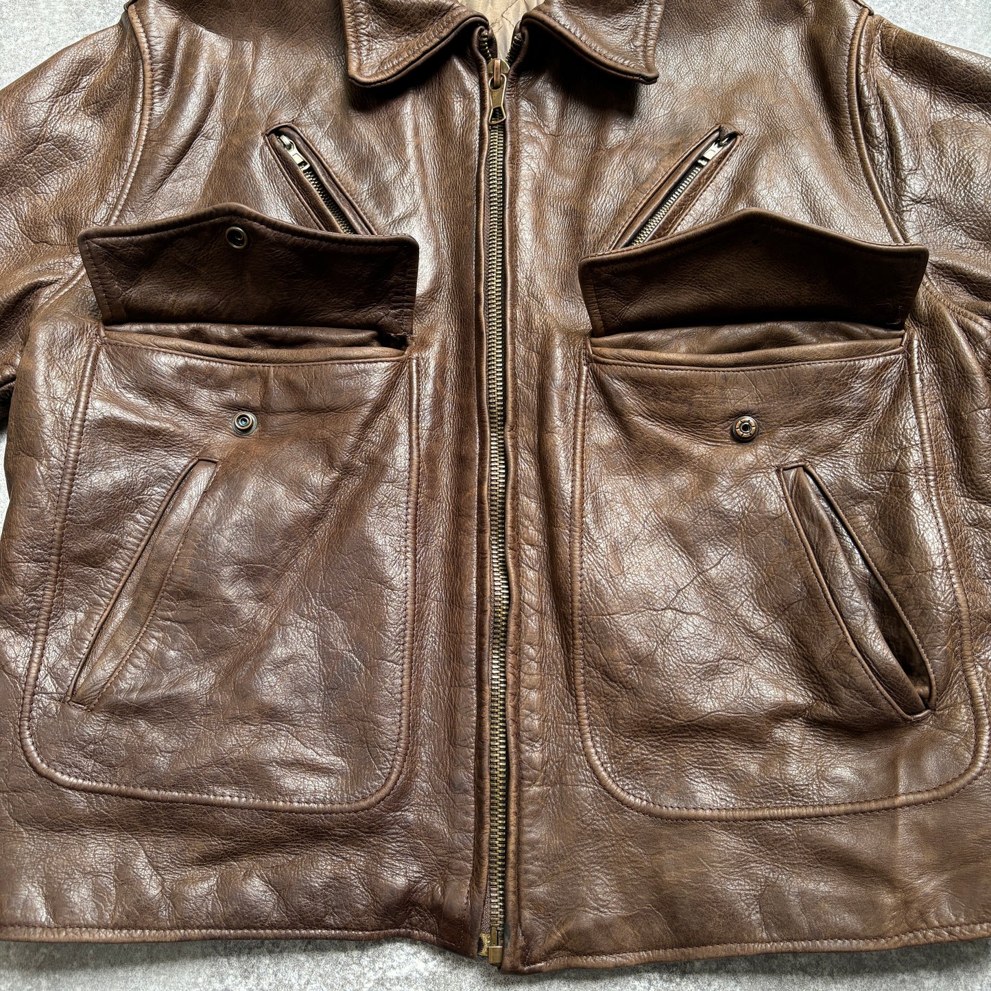 【~1990‘s】Brown Leather Jacket 『WORLD BEATERS』