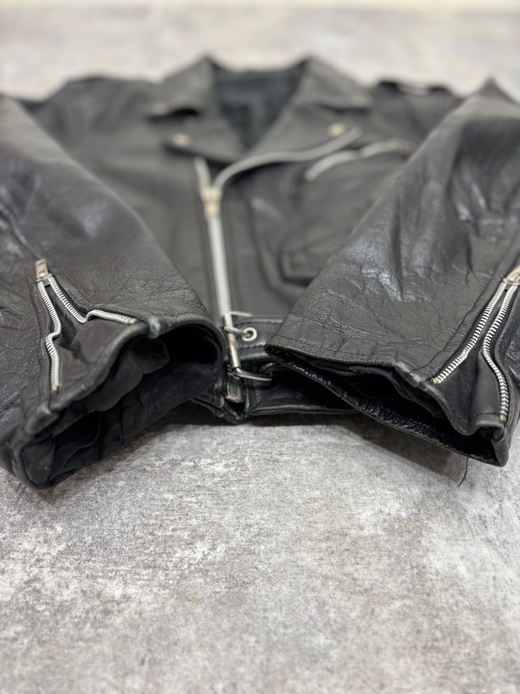~1990s Vintage Double Riders Leather Jacket Black