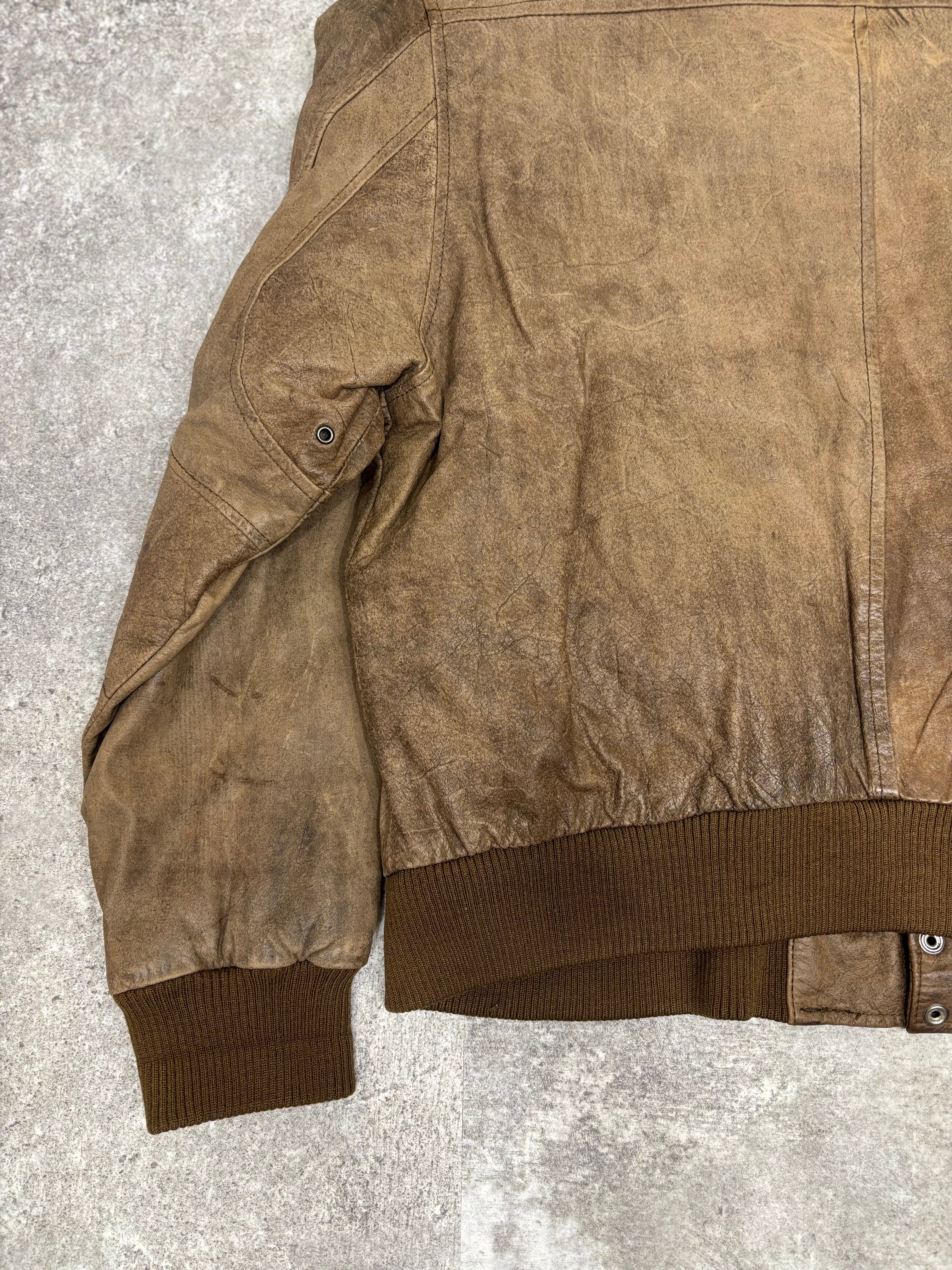 1990s Vintage Leather Flight Jacket “FLIGHT-BOMBER” by WEAR-ME-OUT