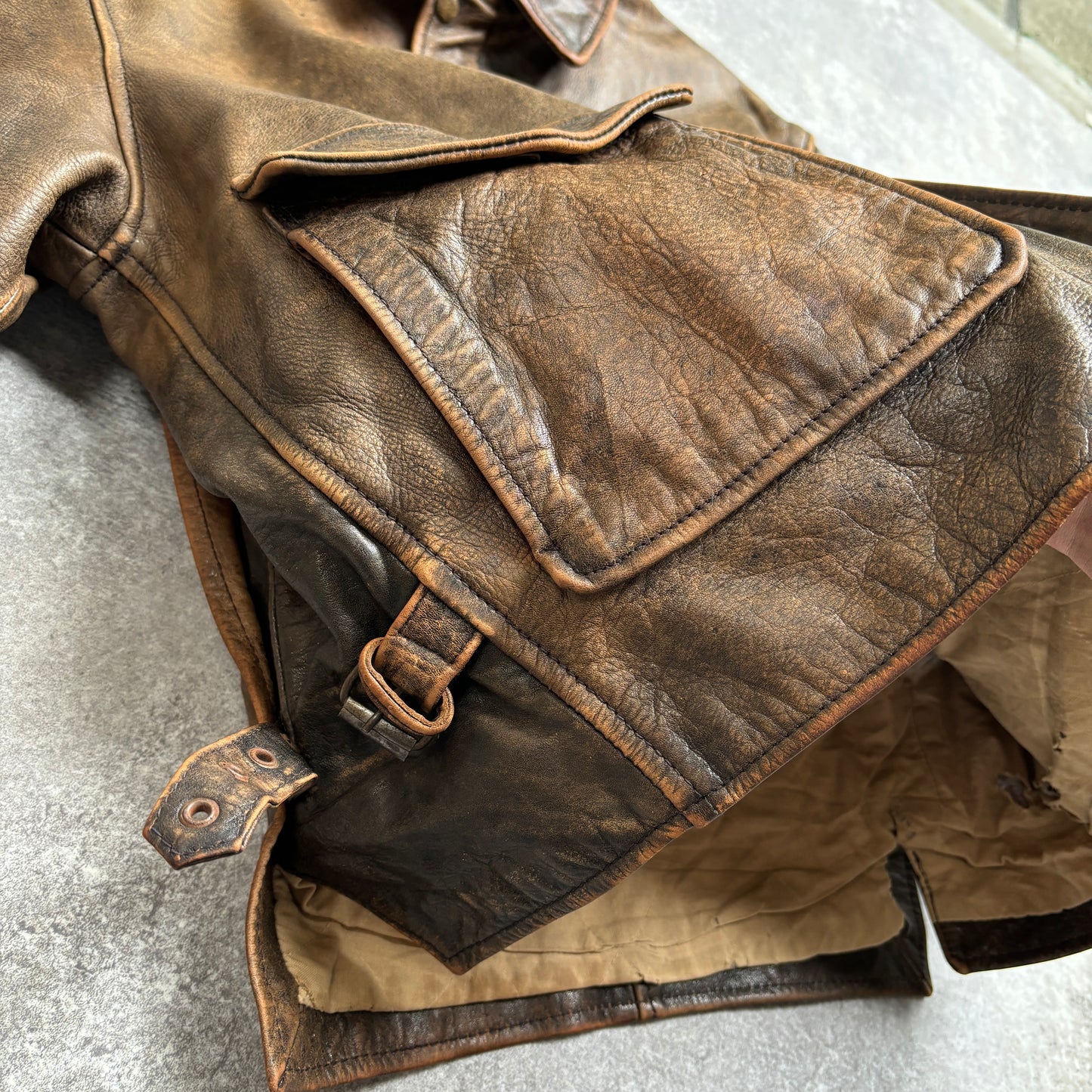 【~1990‘s】VERA PELLE Brown Leather Jacket