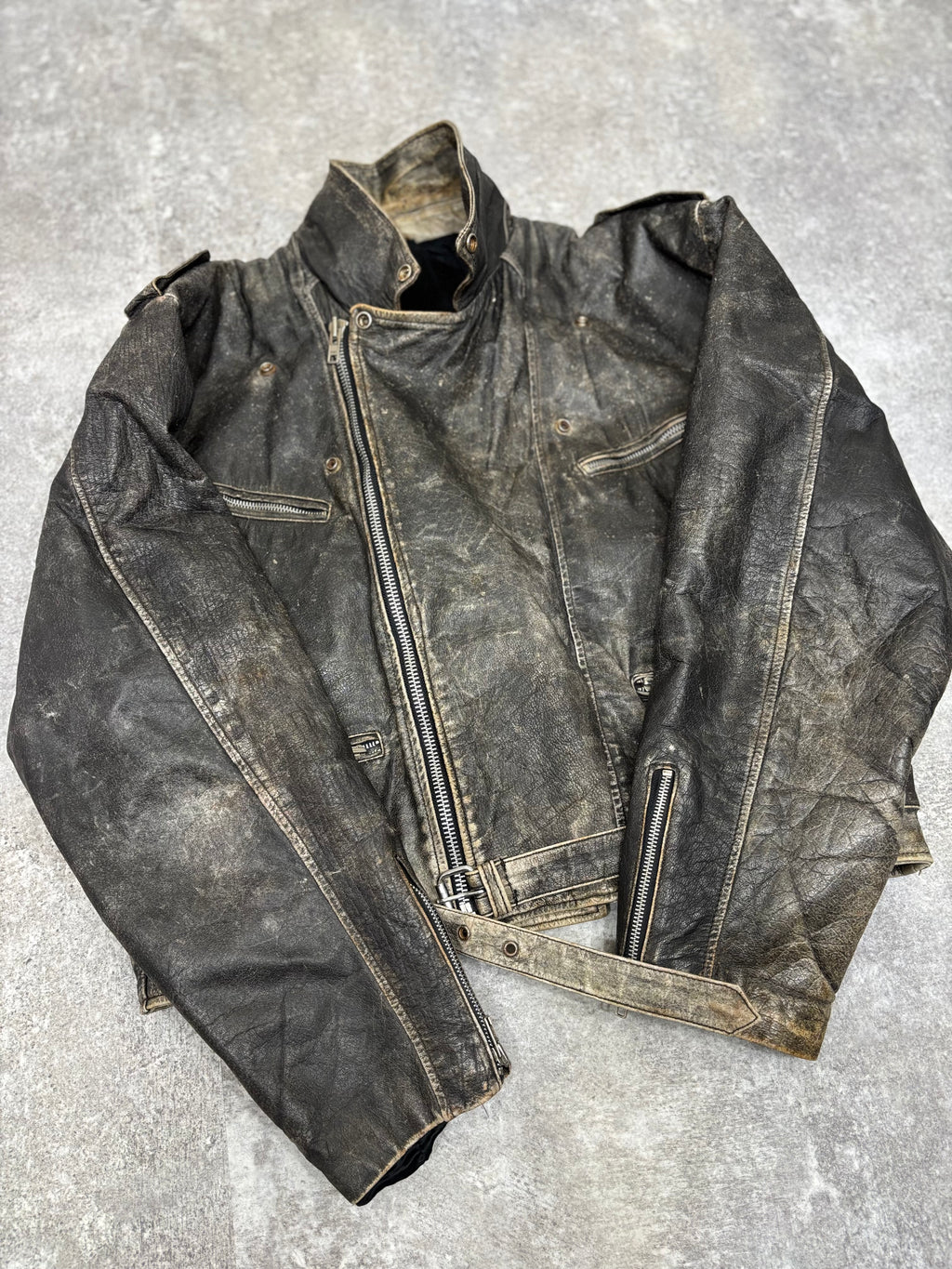 ～1990s Vintage Distressed Leather Riders Jacket