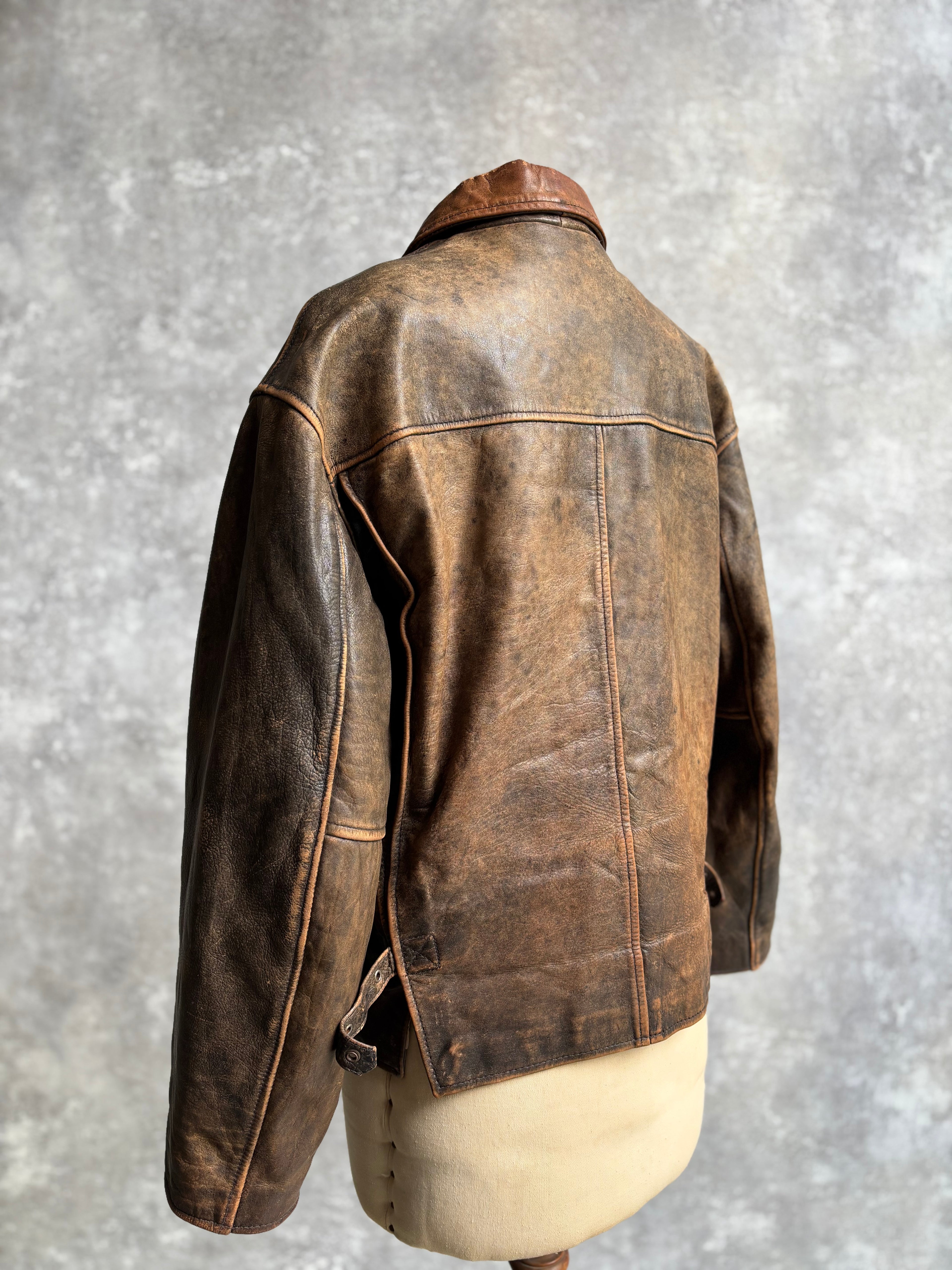 【~1990‘s】VERA PELLE Brown Leather Jacket